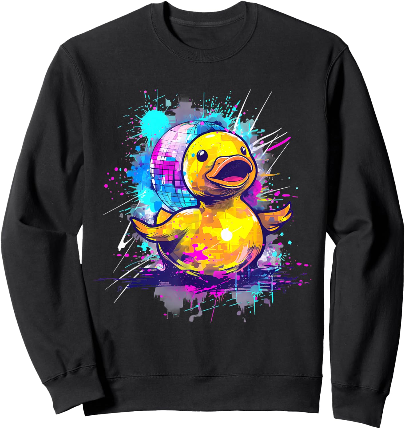 Rubber Duck Disco Rubber Duckie Rubber Duckling Watercolor Sweatshirt - Sweatshirt | Black