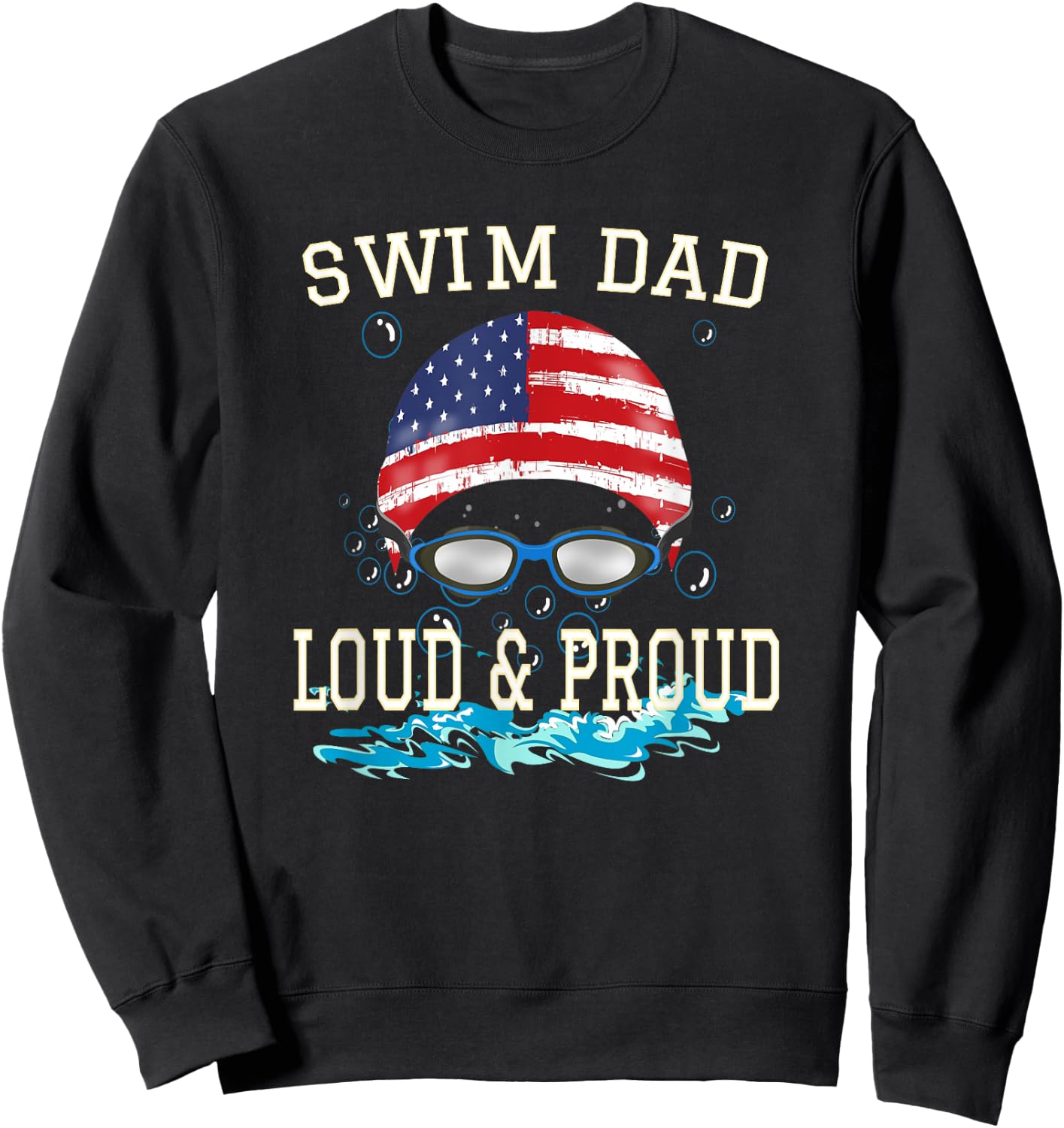 Swim Dad T shirt Funny Swimming Swimmer Cheer Dad Gift Sweatshirt - Sweatshirt | Black