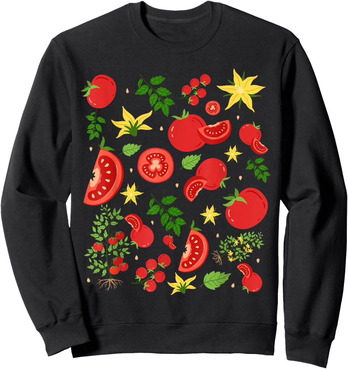 Funny Tomato Pun Hand Draw Tomatoes Watercolor Summer Foodie Sweatshirt - Sweatshirt | Black