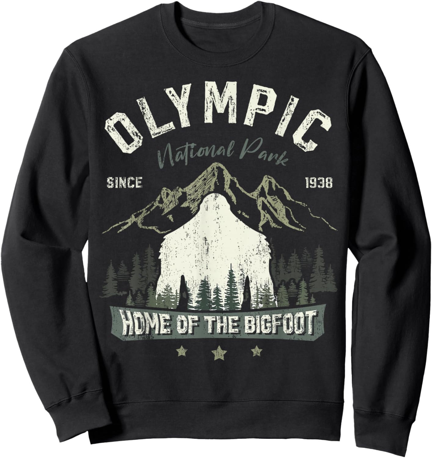 Olympic National Park Bigfoot Sasquatch Washington State Sweatshirt - Sweatshirt | Black