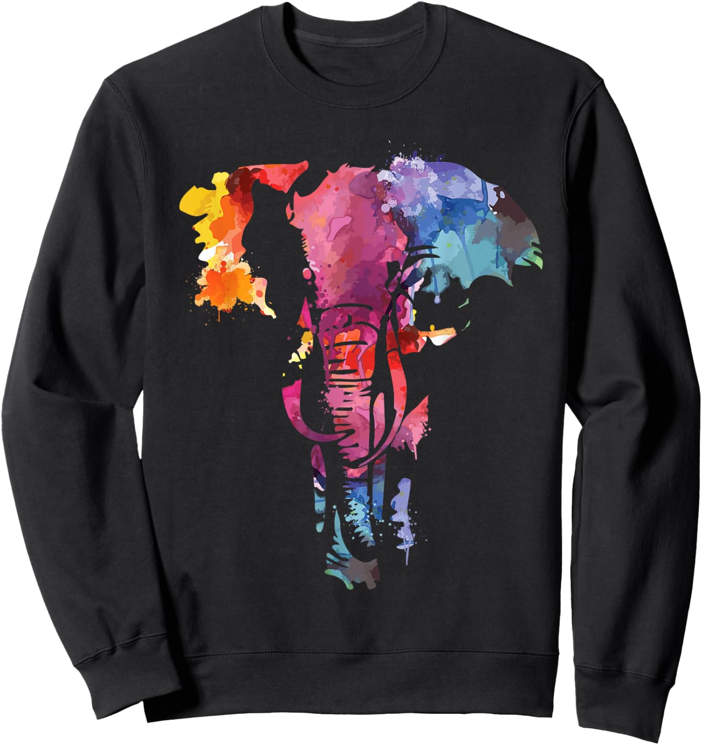 Elephant Watercolor Art Design For People Who Love Elephants Sweatshirt - Sweatshirt | Black