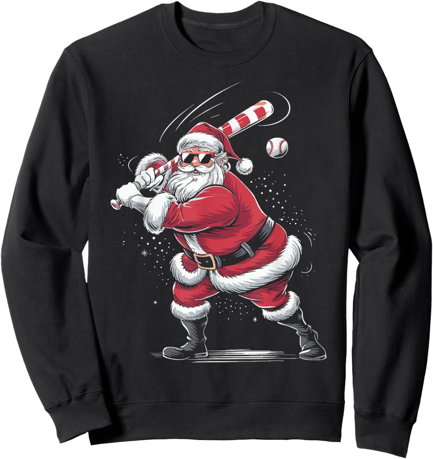 Santa Playing Baseball Christmas Baseball Player Men Boys Sweatshirt - Sweatshirt | Black