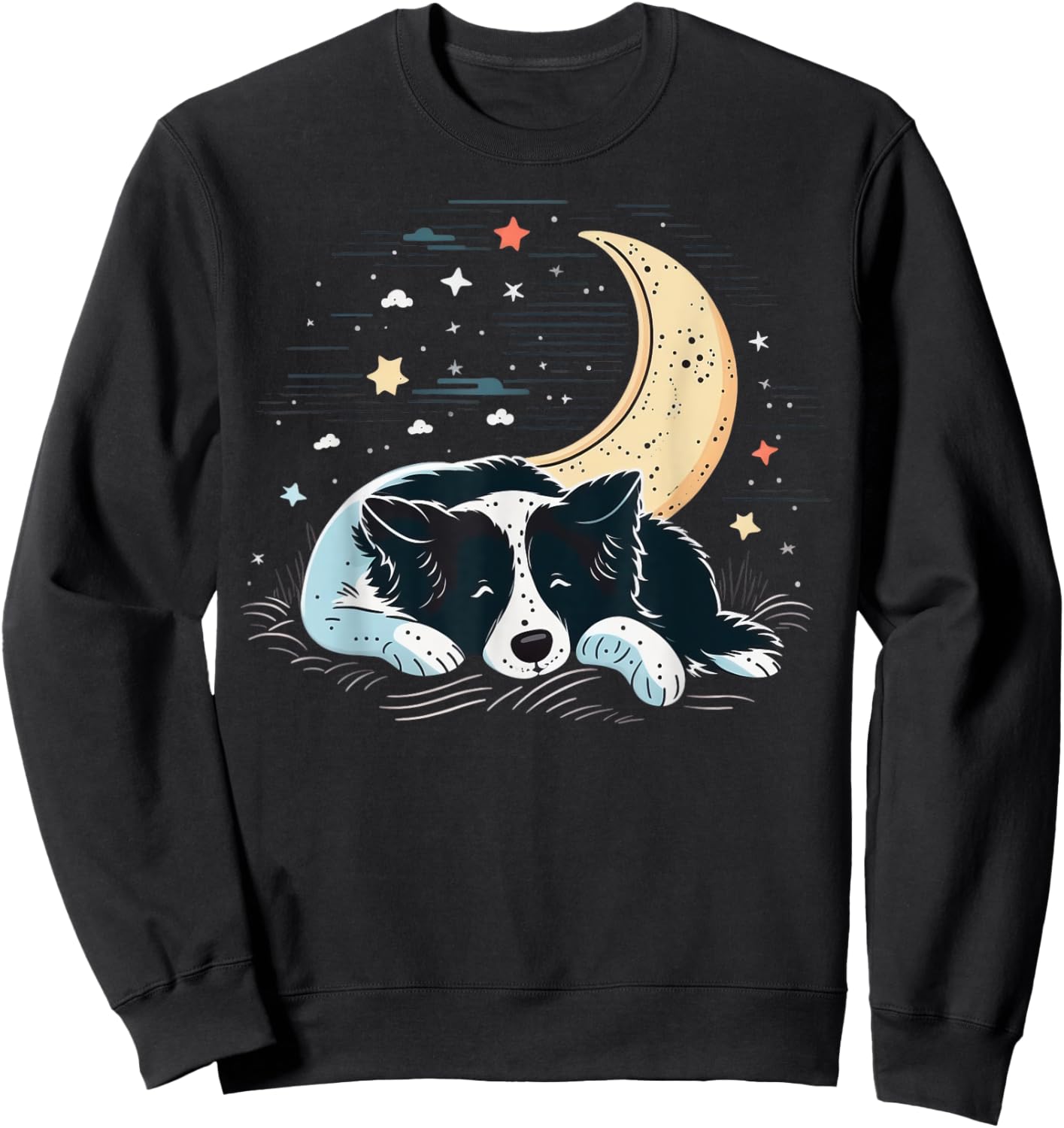 Napping Border Collie pajama on Border Collie Sleeping Sweatshirt - Sweatshirt | Black