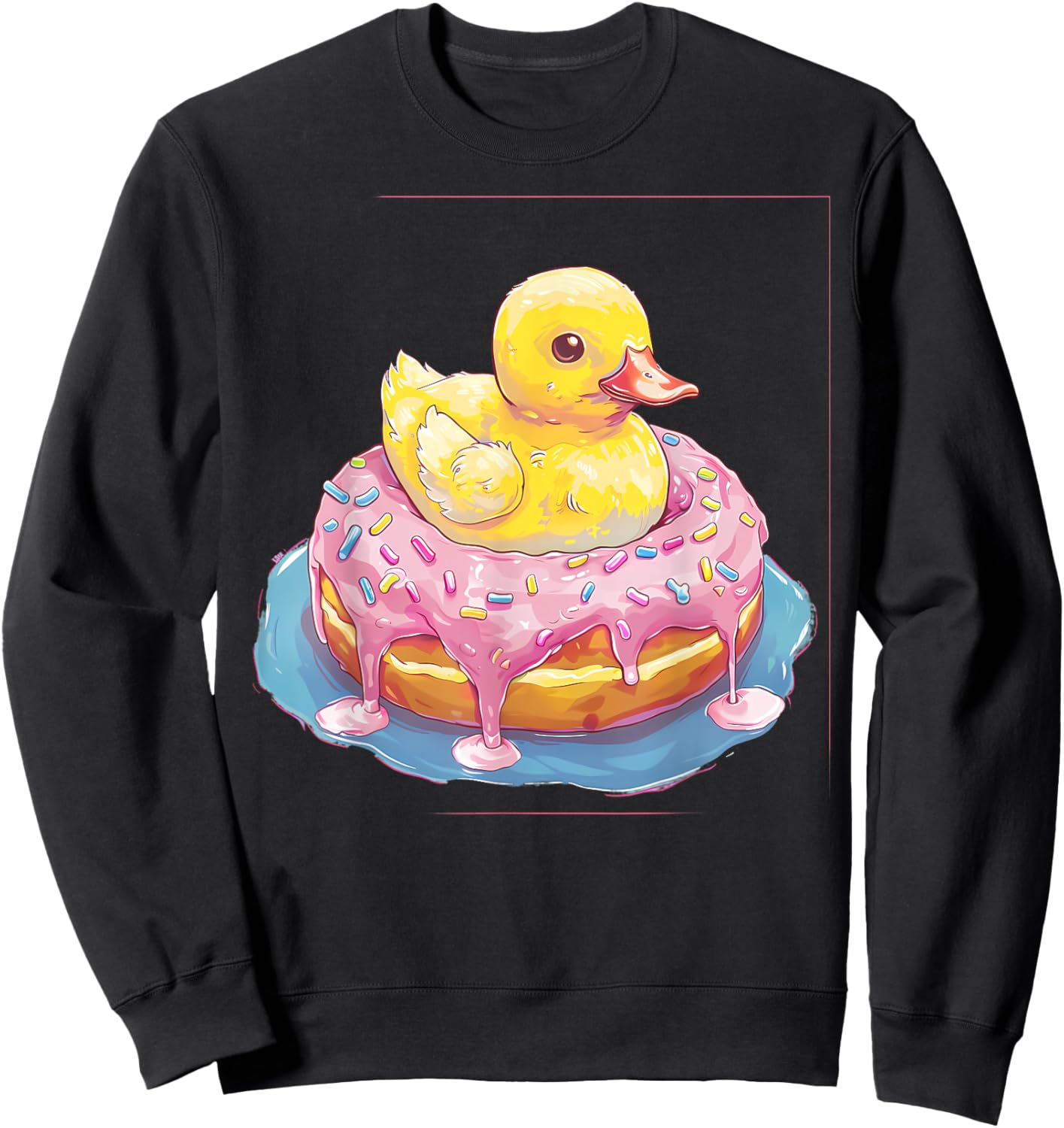 Rubber Duck Donut Drawing Rubber Duckie Rubber Duckling Sweatshirt - Sweatshirt | Black