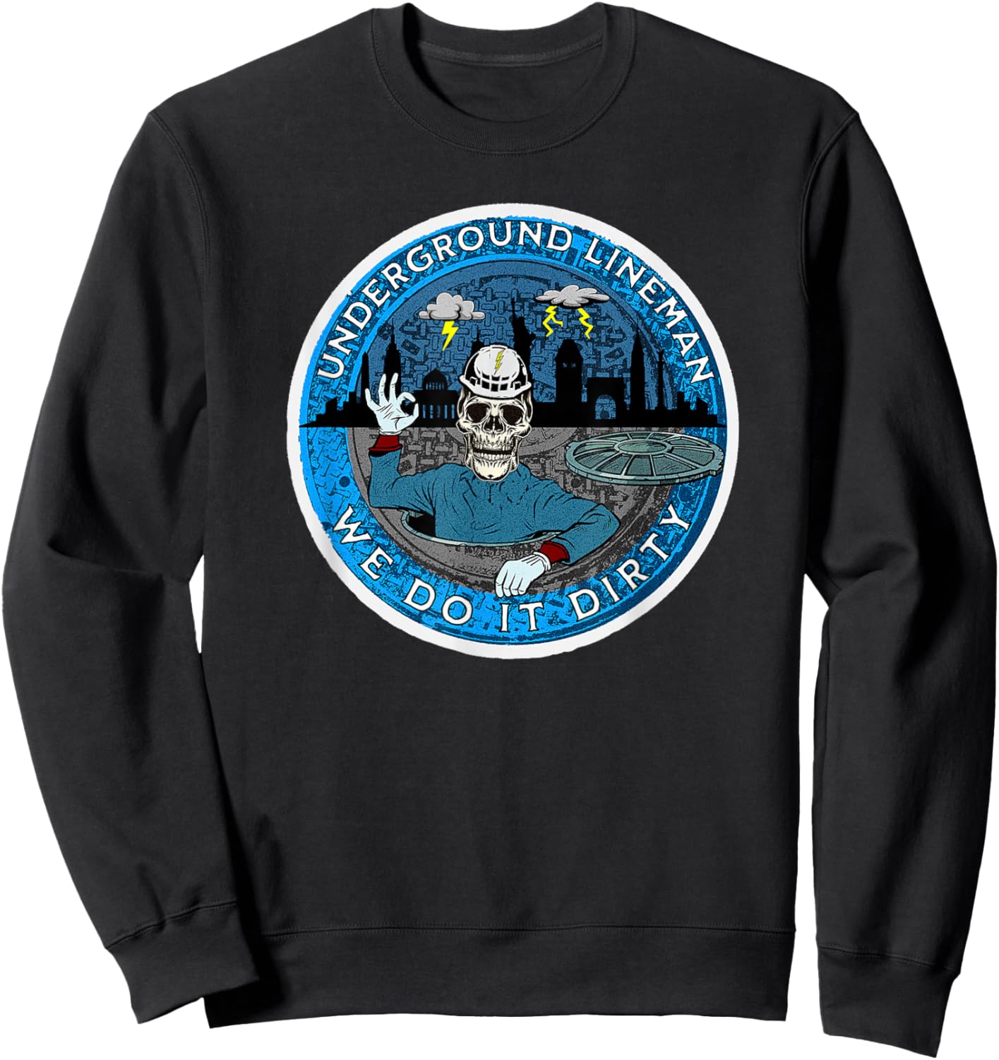 Underground Lineman Cable Splicer - Black - Small - -Adults - Short Sleeve - Classic Fit - Cotton 60%, Polyester 40% Sweatshirt - Sweatshirt | Black