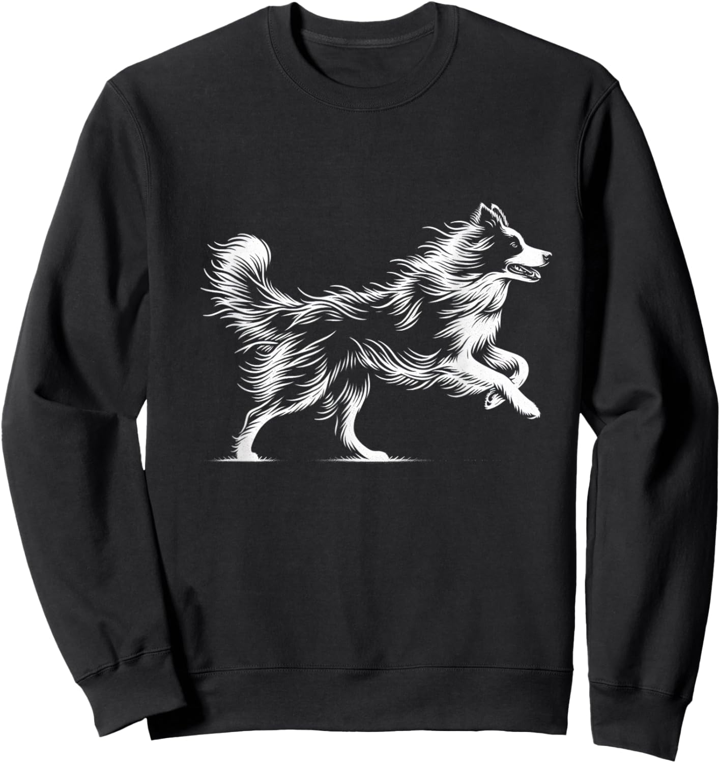 Line Art Pets Energetic Border Collie , Small, Black Sweatshirt - Sweatshirt | Black