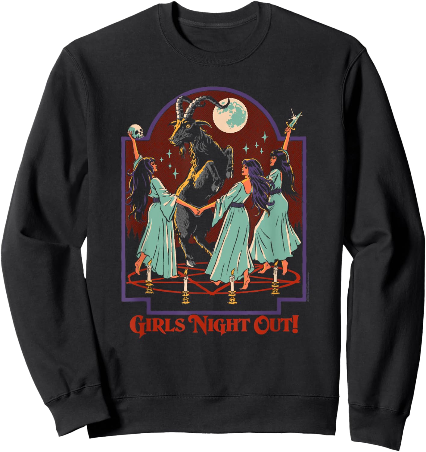Steven Rhodes Girls Night Out Ritual Sacrifice Dark Humor Sweatshirt - Sweatshirt | Black