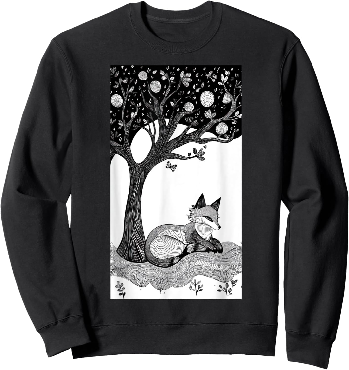 Fox Trees Nature Tree art Animal lover Art Sweatshirt - Sweatshirt | Black