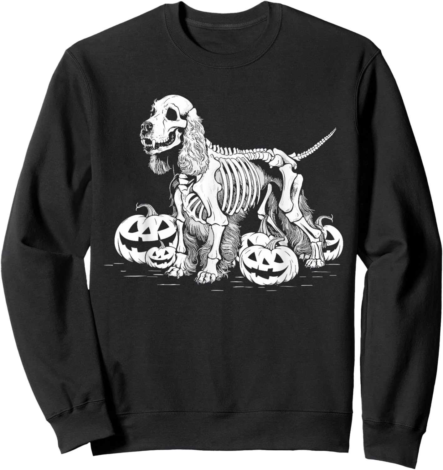 Cocker Spaniel Skeleton Birthday Halloween Kids Sweatshirt - Sweatshirt | Black