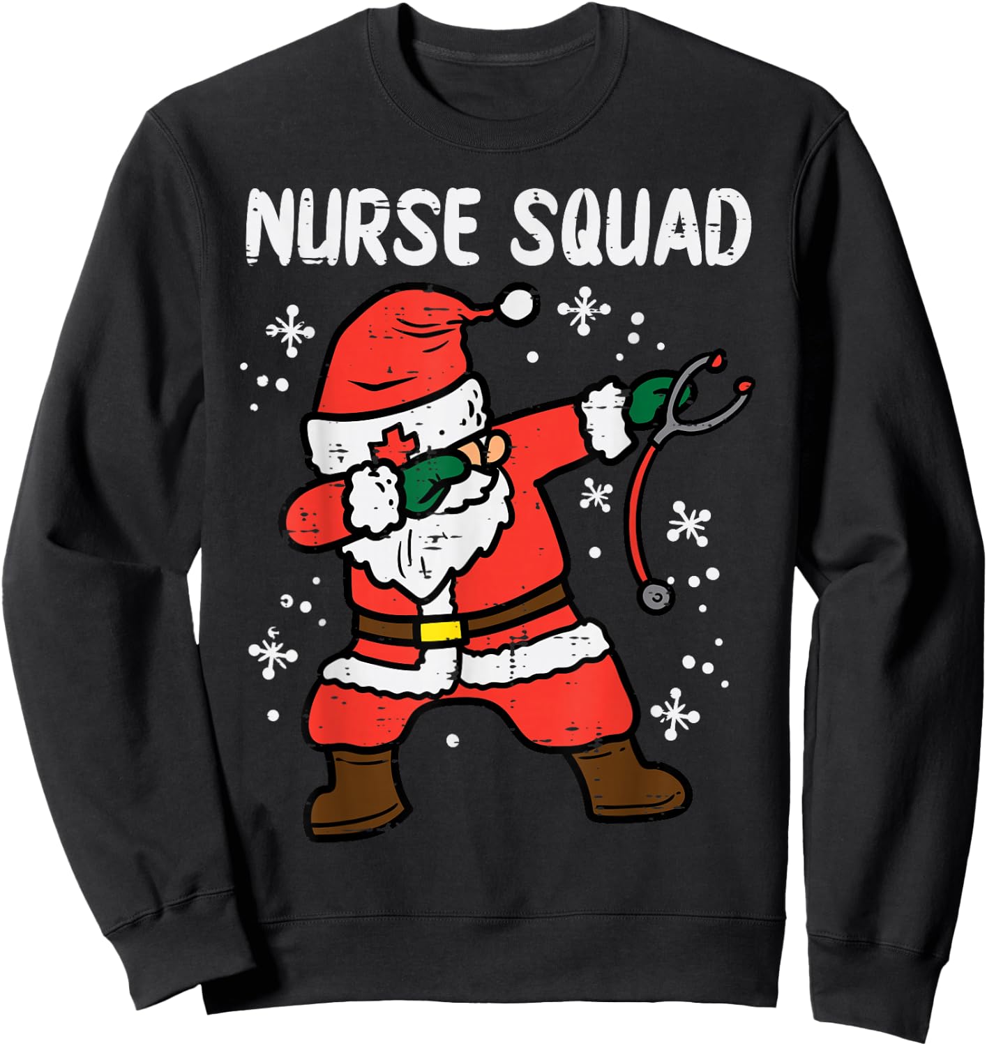 Santa Dab Nurse Squad Christmas Xmas Scrub RN Medical Women Sweatshirt - Sweatshirt | Black