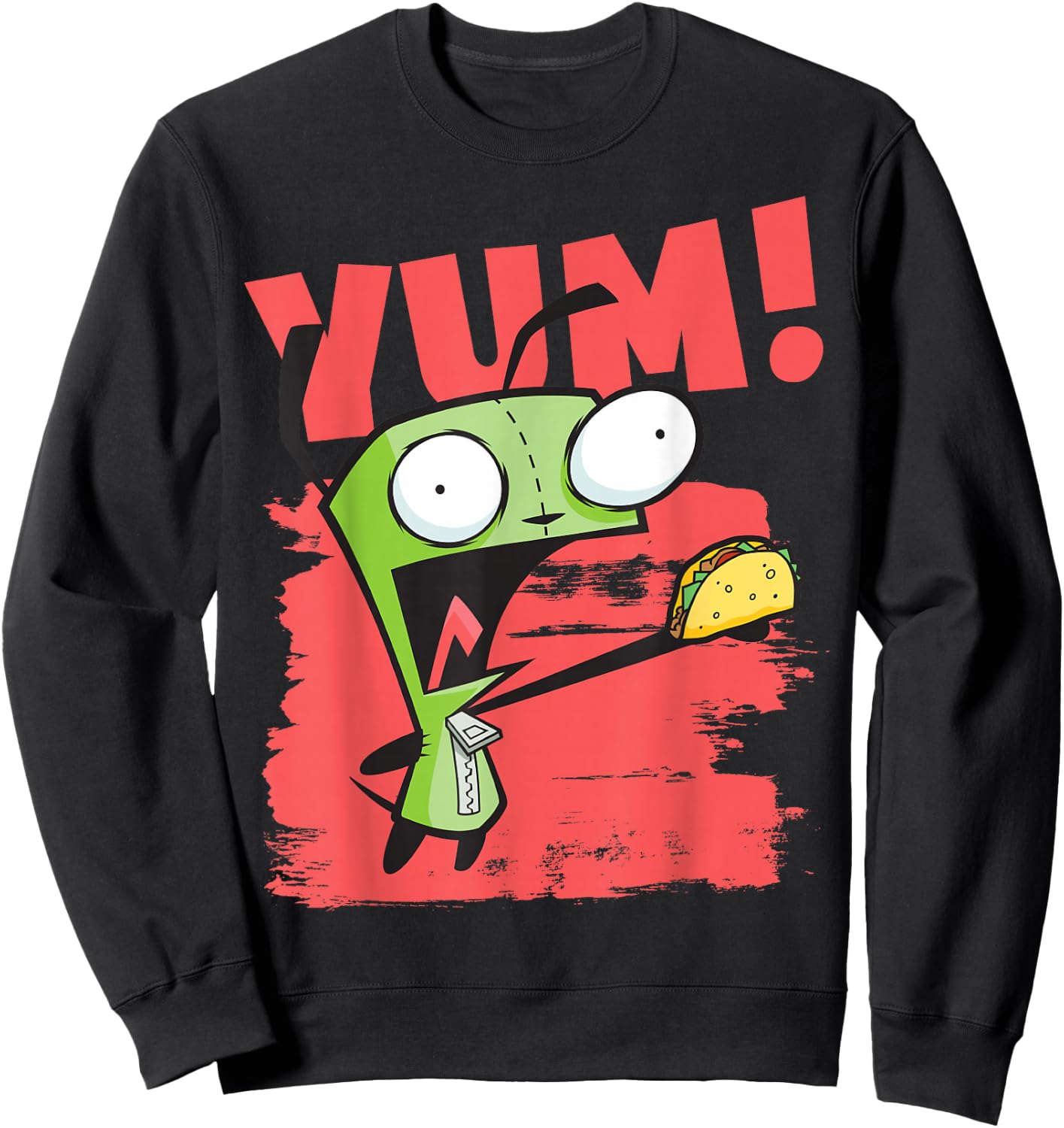 Invader Zim Gir With A Taco Poster Sweatshirt - Sweatshirt | Black