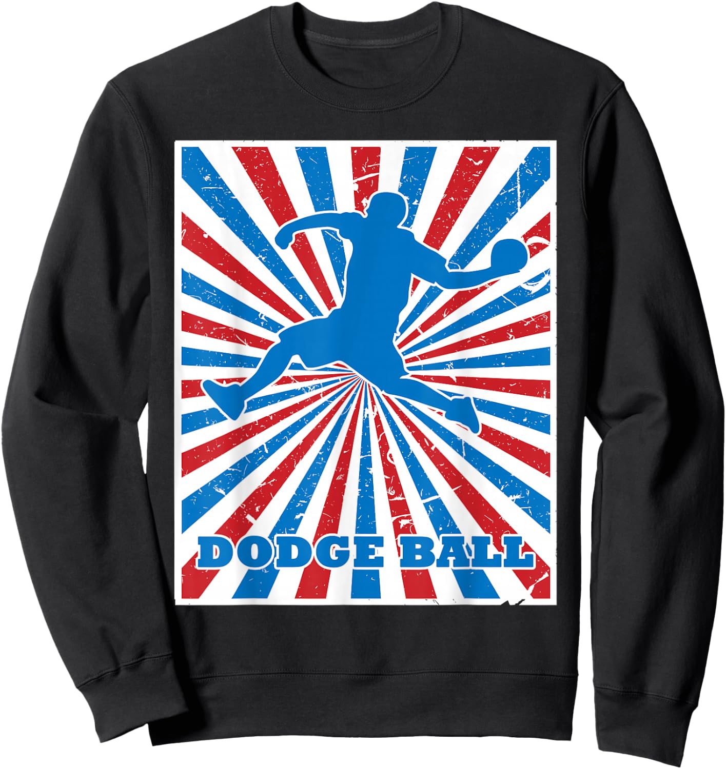 Vintage Dodgeball Player Red White Blue Stripes Sunburst Sweatshirt - Sweatshirt | Black