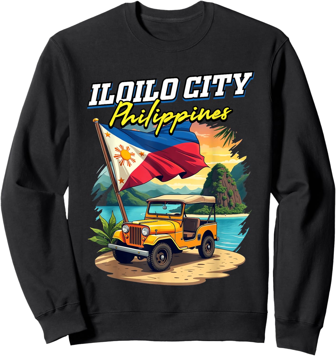 Iloilo City Philippines Travel Vacation Filipino Souvenir Sweatshirt - Sweatshirt | Black
