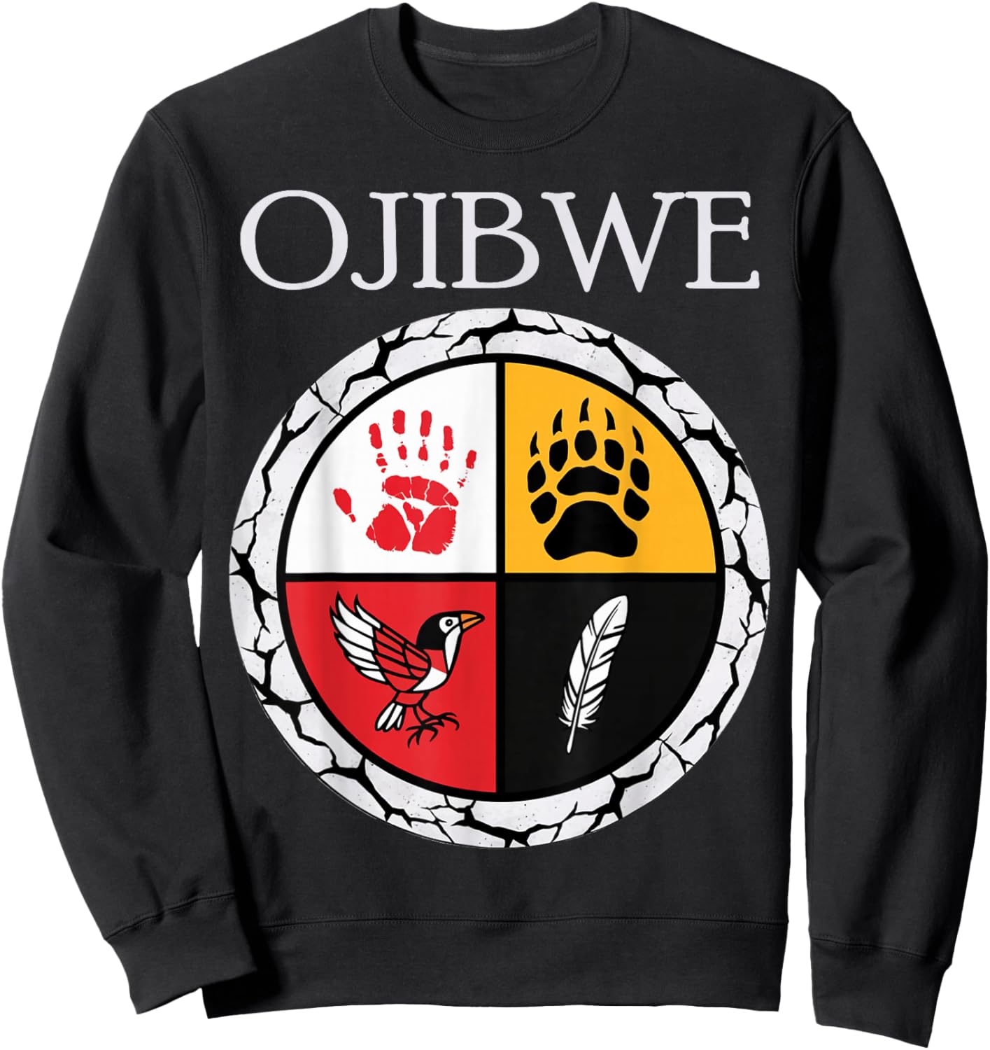 Ojibwe Native American Medicine Wheel Sweatshirt - Sweatshirt | Black