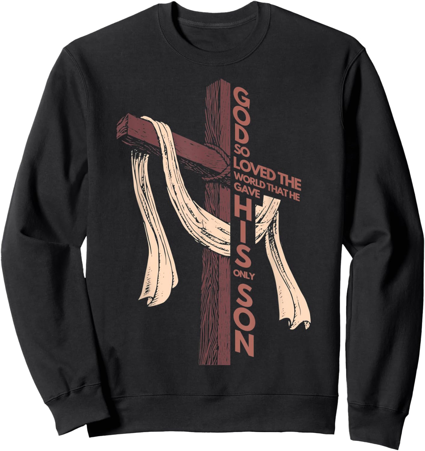 John 3:16 Christian Cross Bible Sweatshirt - Sweatshirt | Black