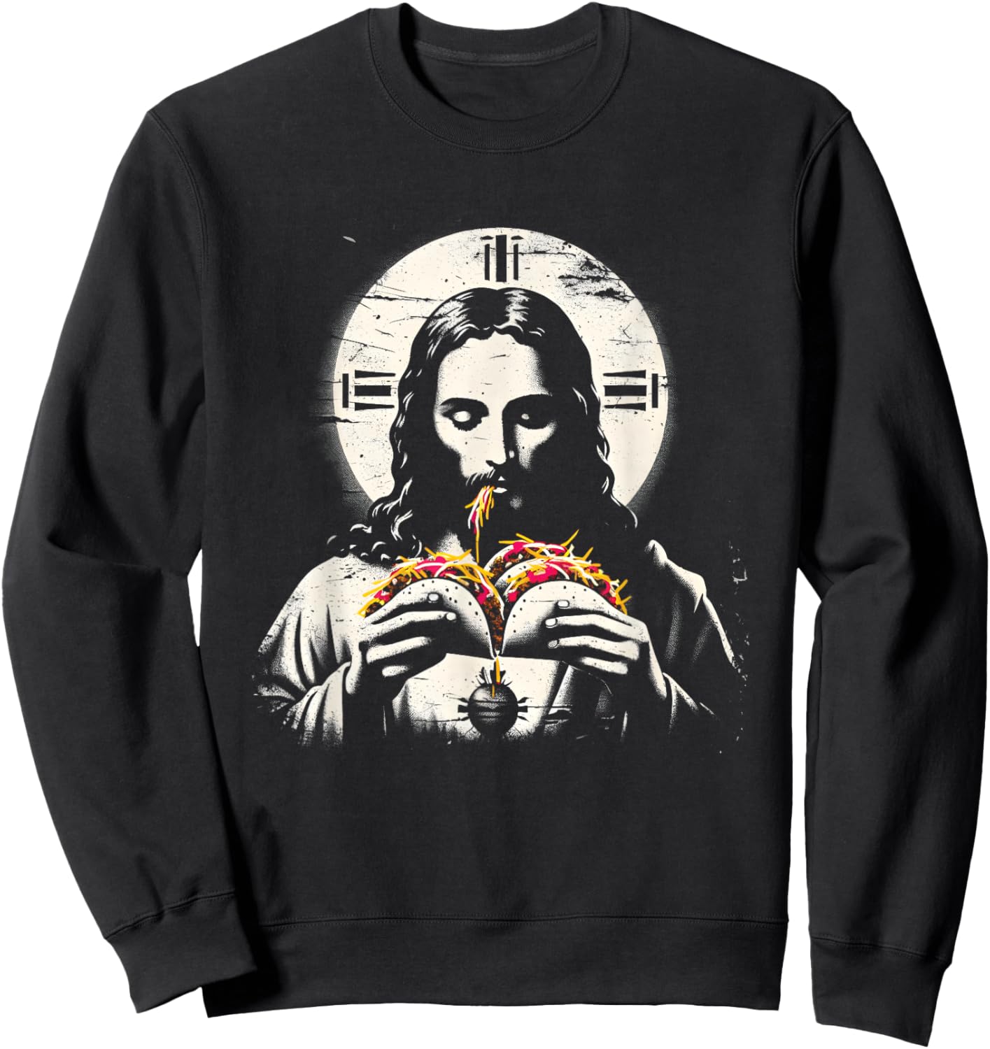 Jesus Eating Tacos - Funny Christian Religious Taco Lover Sweatshirt - Sweatshirt | Black