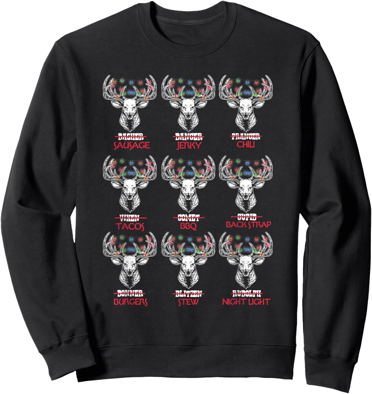 Funny Christmas Deer Bow Hunting Santa Men Women Hunter Sweatshirt - Sweatshirt | Black
