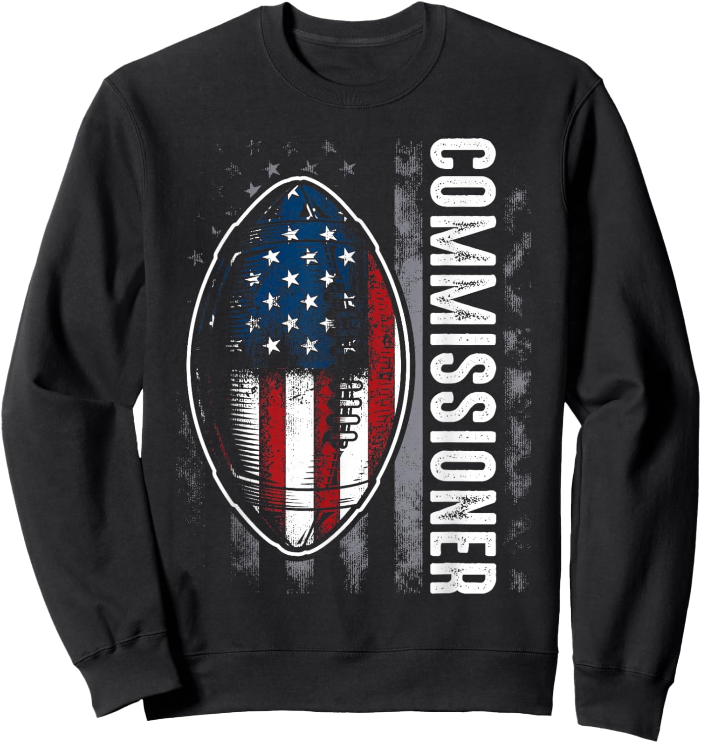 Commissioner Fantasy Football - American Commish Flag Sweatshirt - Sweatshirt | Black