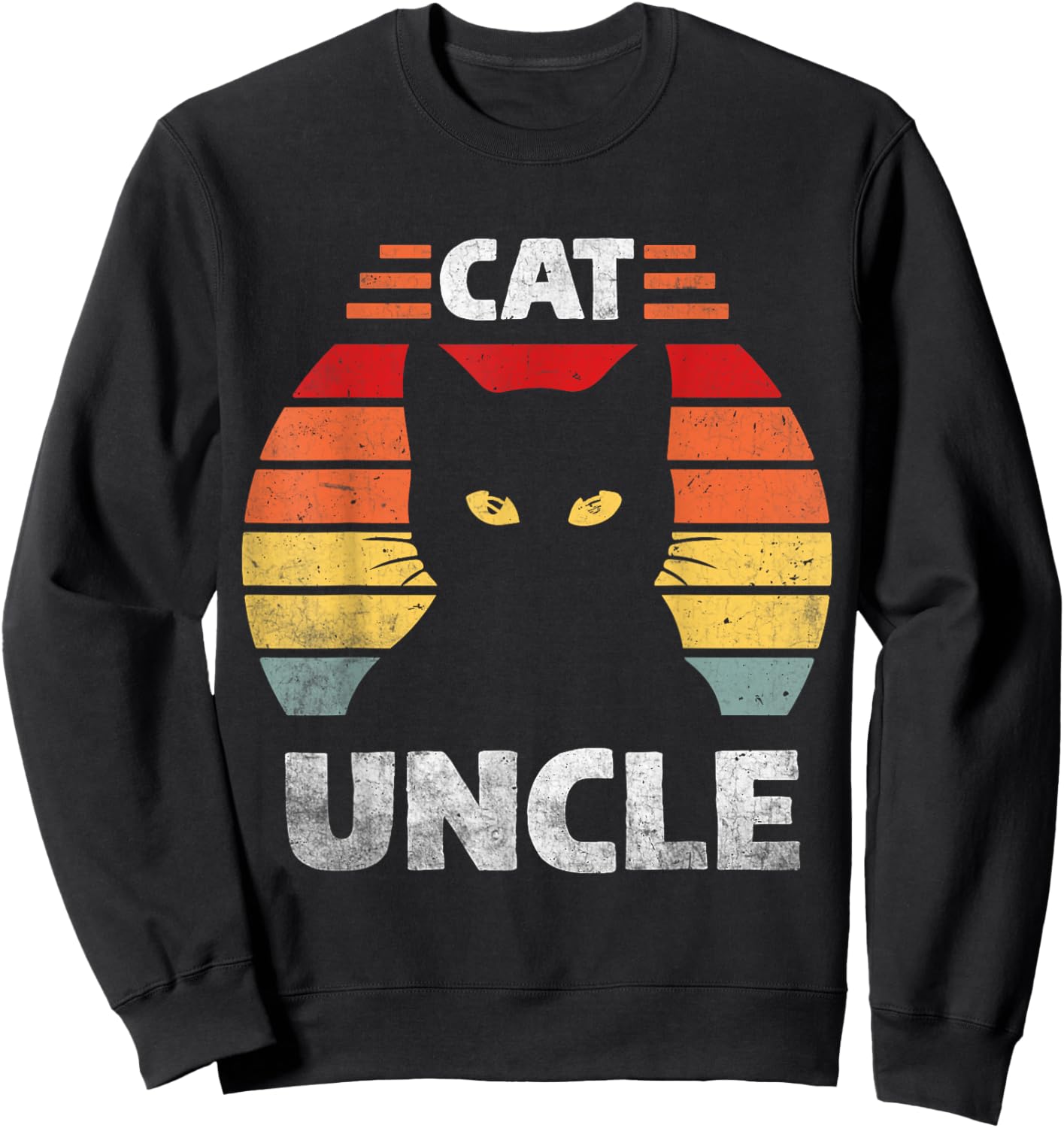 Cat Uncle Black Cat Men Cat Lover Retro Cat Themed Funn Sweatshirt - Sweatshirt | Black