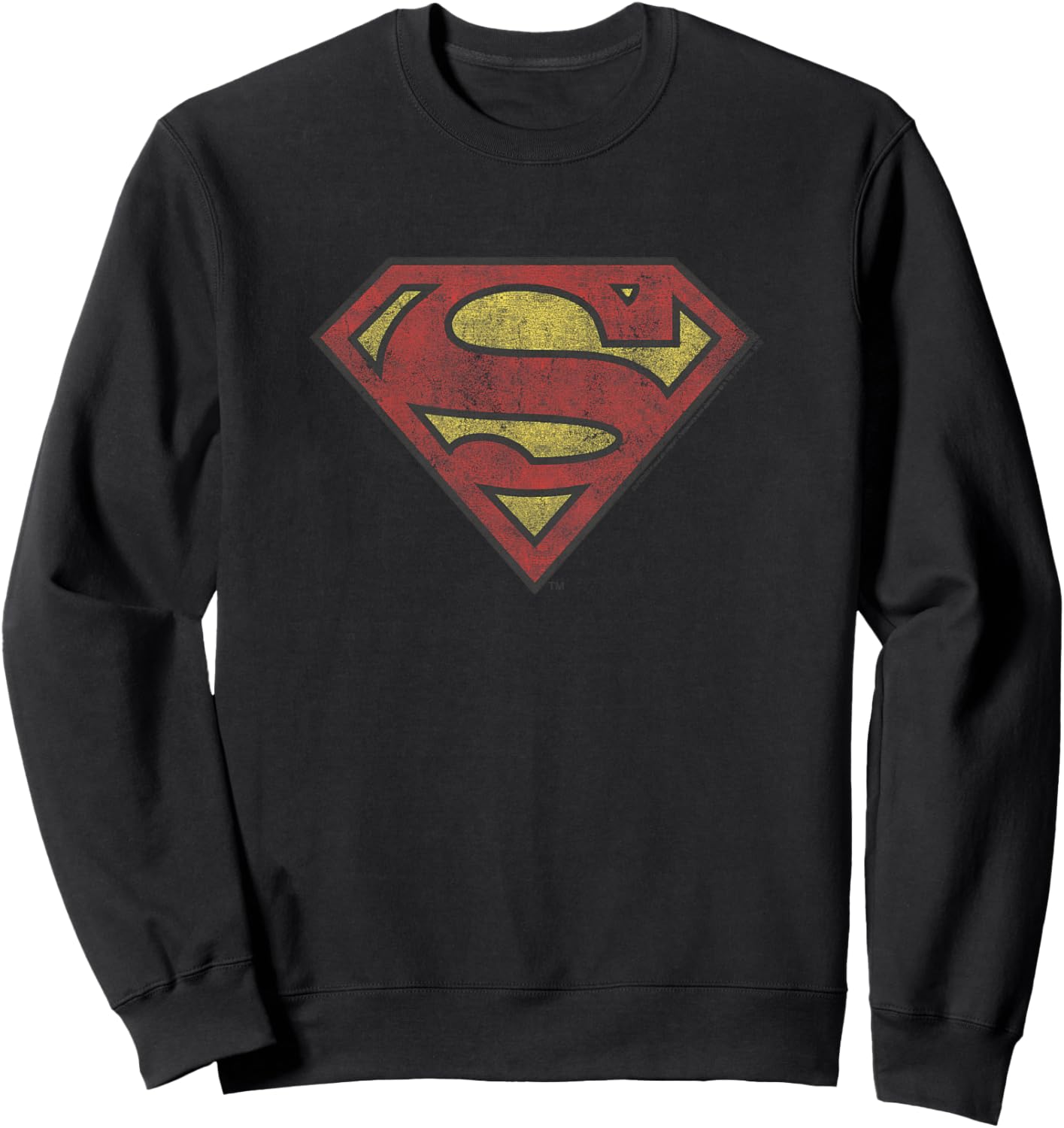 Kids DC Comics Youth Superman Vintage Distressed Super Hero Logo Sweatshirt - Sweatshirt | Black