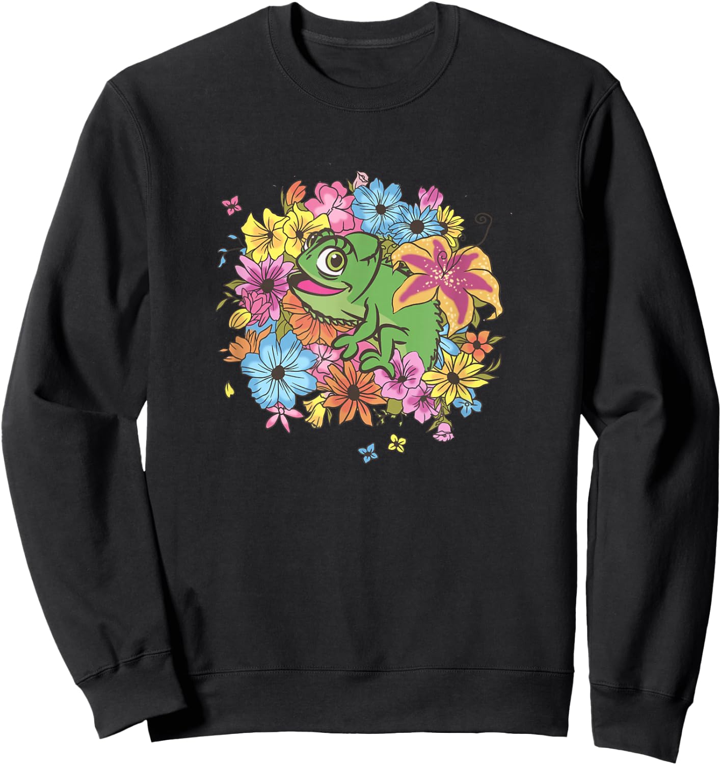 Disney Tangled Floral Pascal Small Sweatshirt - Sweatshirt | Black