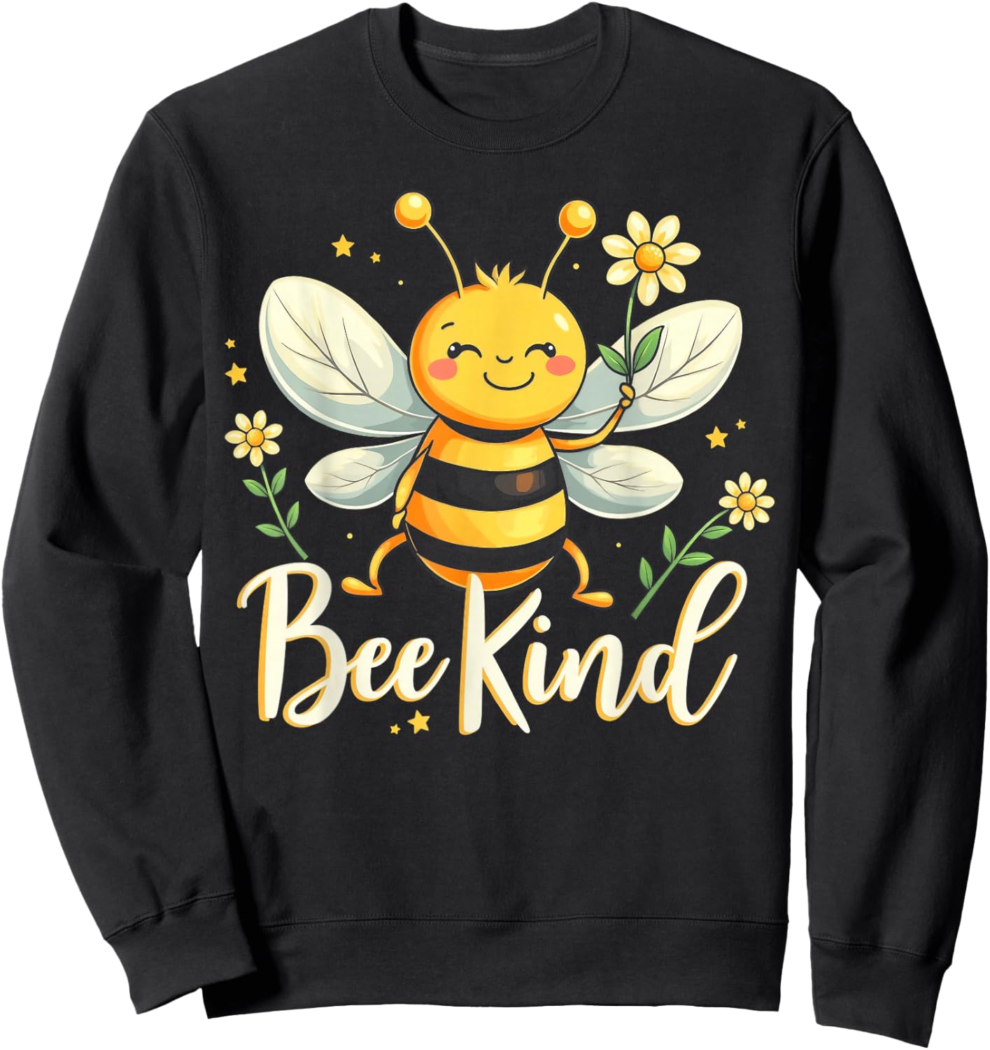 Bee Kind Cute bee with Flower Kindness Sweatshirt - Sweatshirt | Black