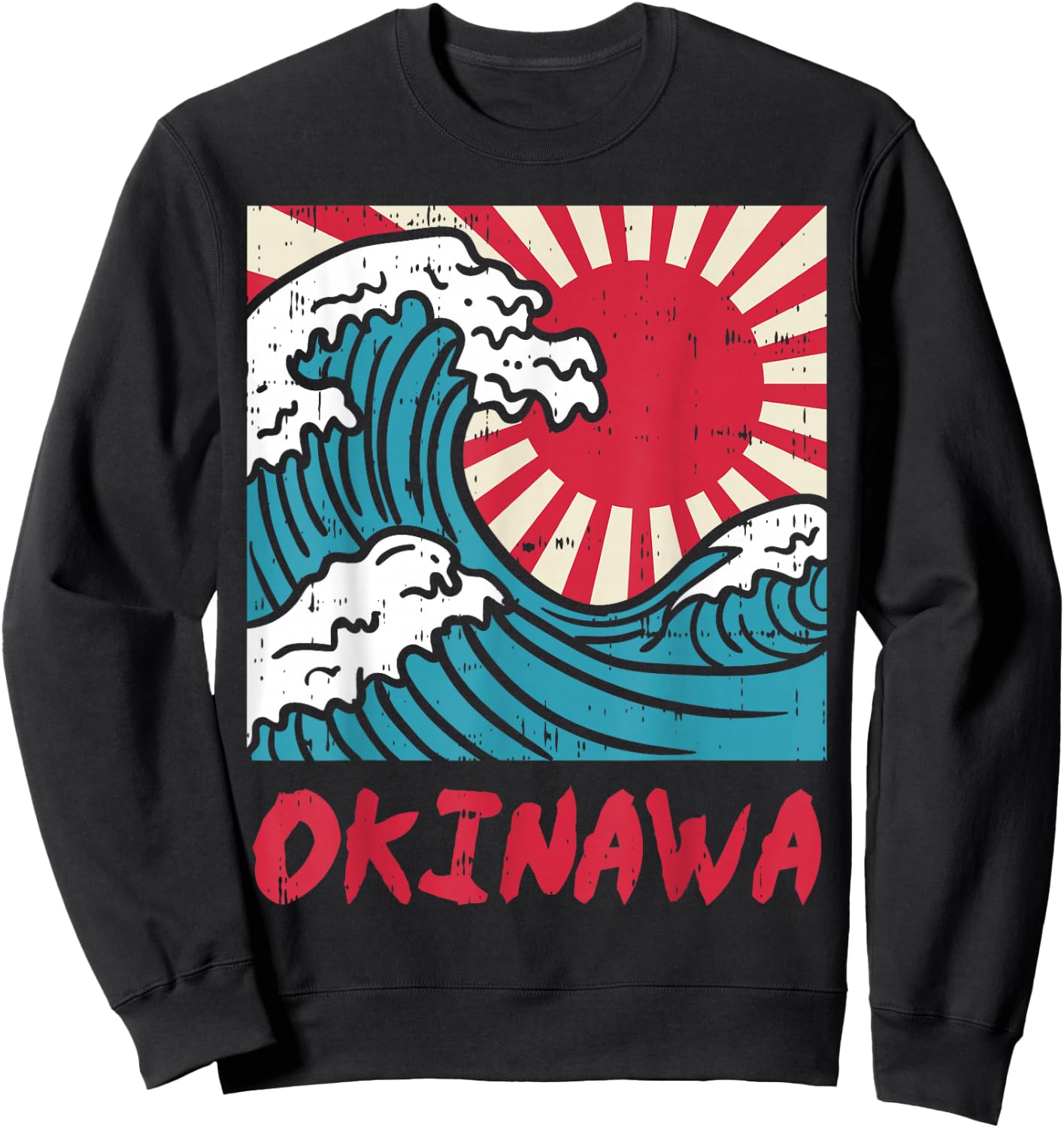 Okinawa Great Wave Kanigawa Japan Japanese Martial Arts Gift Sweatshirt - Sweatshirt | Black