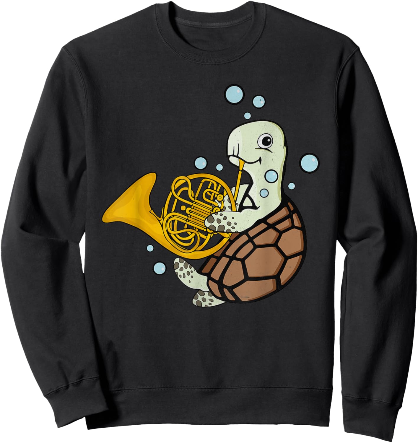 French Horn Player Kids Music Sea Turtle French Horn Sweatshirt - Sweatshirt | Black