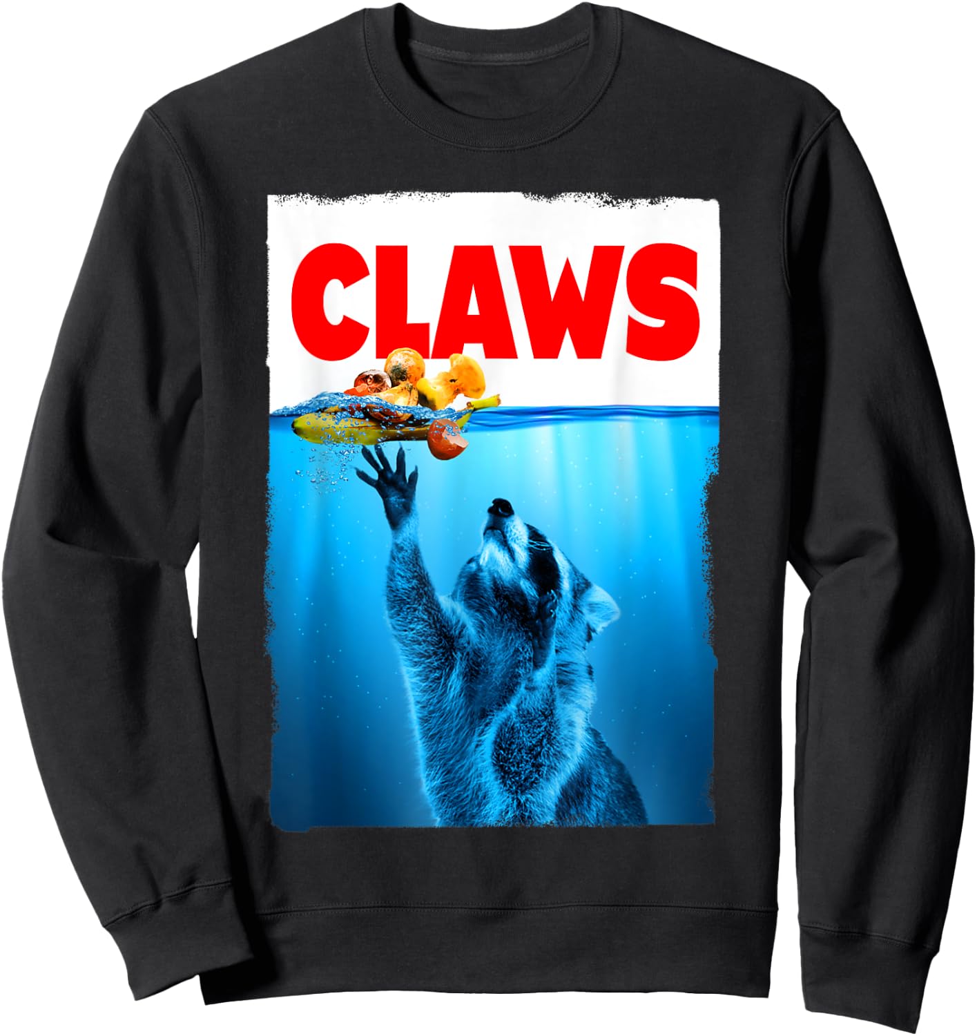 Paws Claws Raccoon Trash Panda Parody Sweatshirt - Sweatshirt | Black