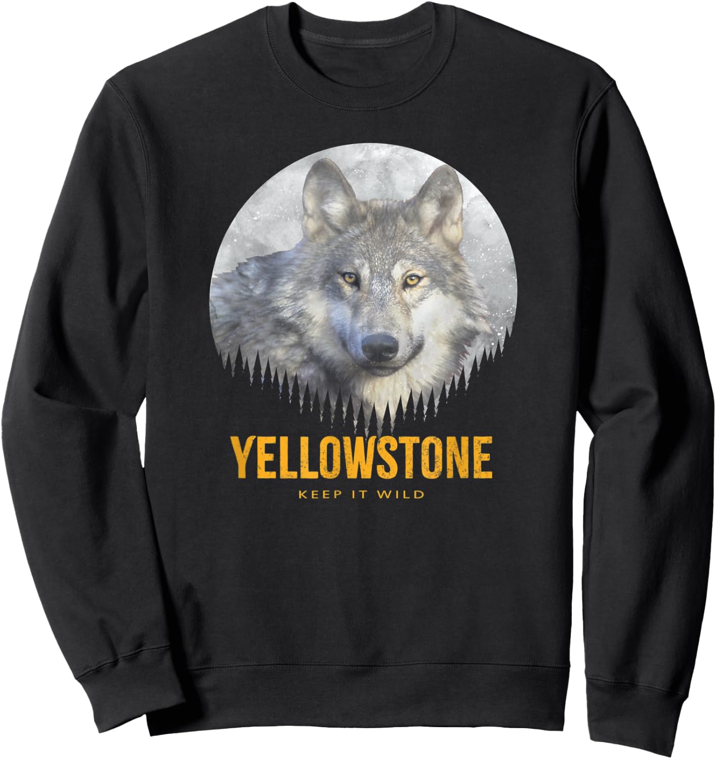 Yellowstone Wild Gray Wolf American Wolf Sweatshirt - Sweatshirt | Black