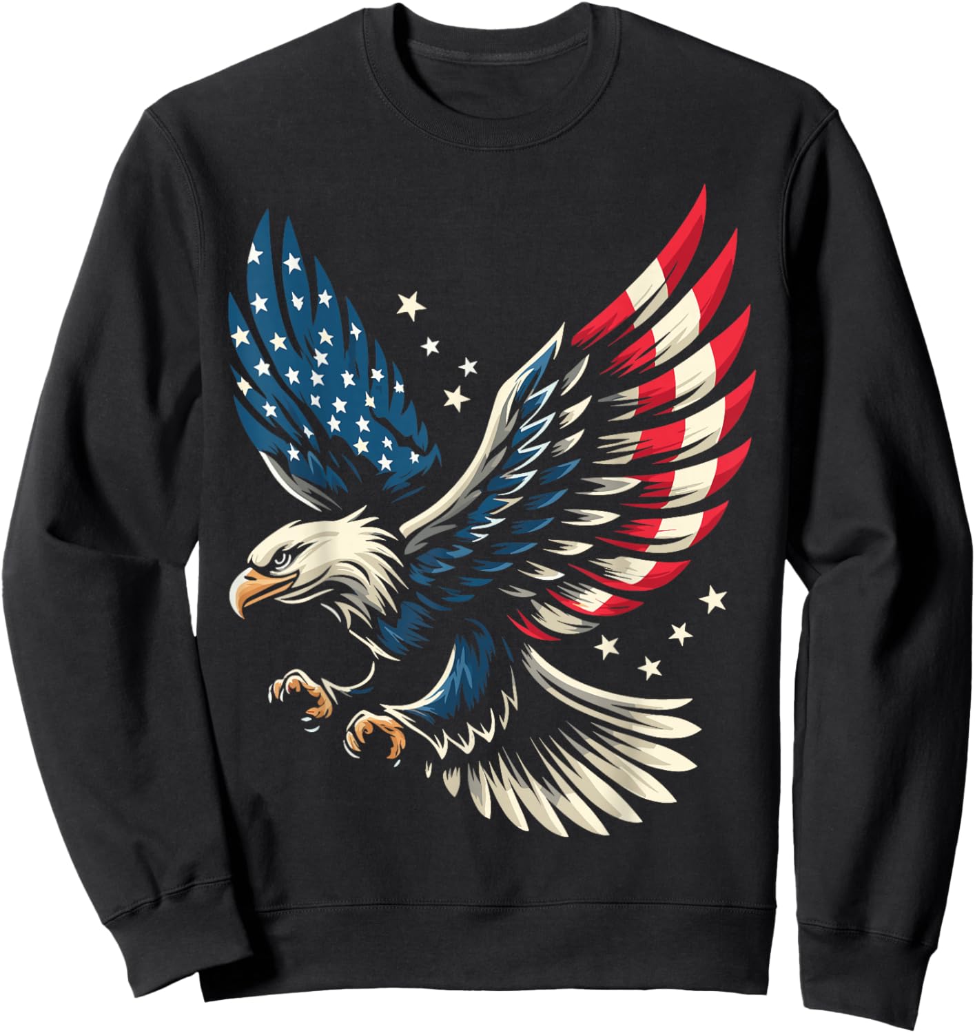 Bald Eagle Patriotic American Flag 4th of July Sweatshirt - Sweatshirt | Black