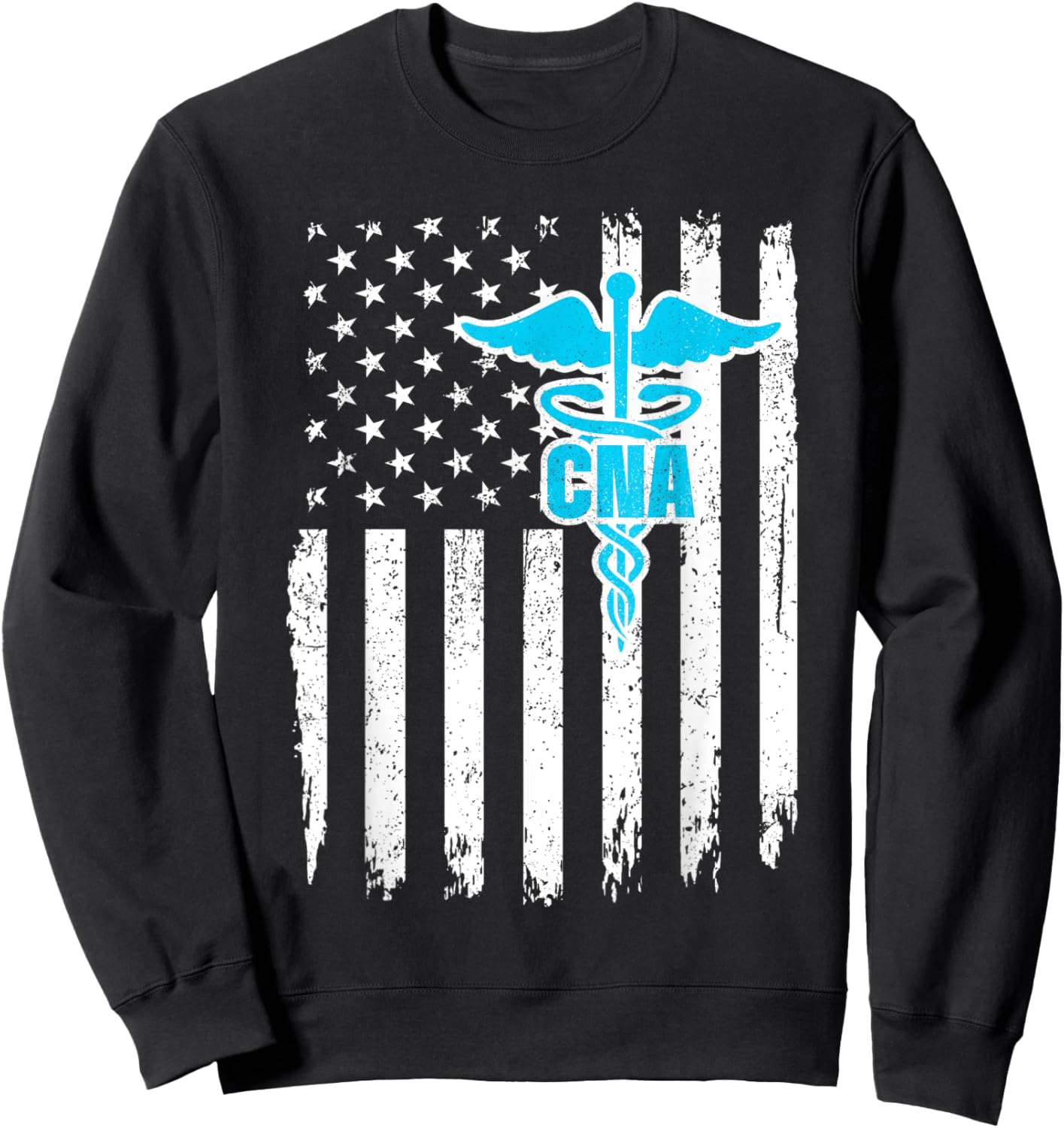 CNA USA Flag Certified Nursing Assistant Men Sweatshirt - Sweatshirt | Black
