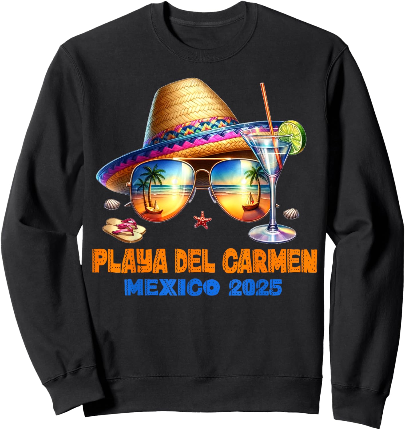 Playa del Carmen Mexico 2025 Vacation Matching Family Group Sweatshirt - Sweatshirt | Black