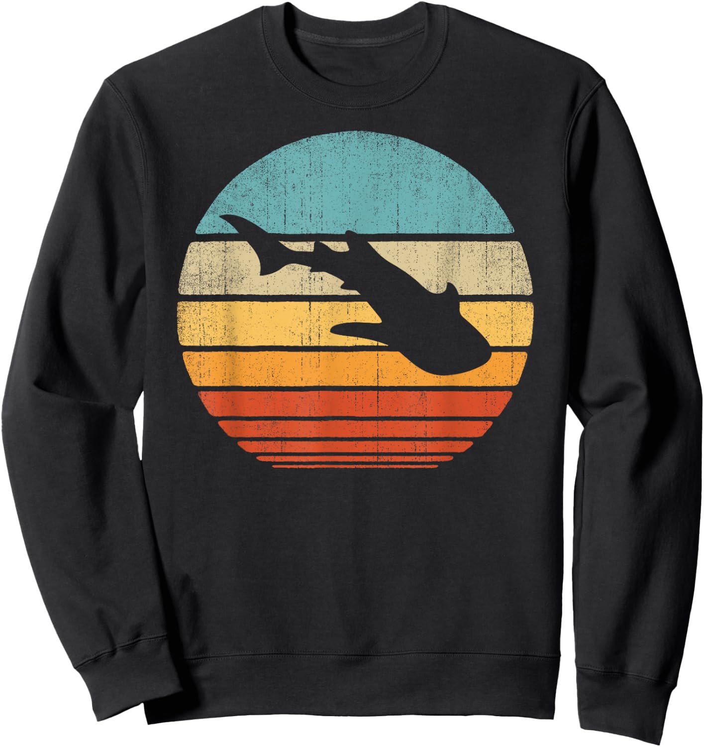 Whale Shark Retro Vintage 60s 70s Sunset Sea Animal Lovers Sweatshirt - Sweatshirt | Black