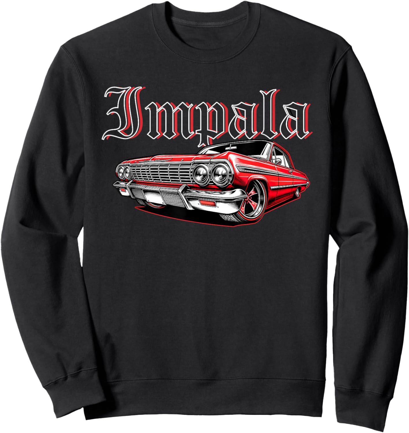Old School Impala Muscle Car Hot Rod Vintage Classic Car Sweatshirt - Sweatshirt | Black
