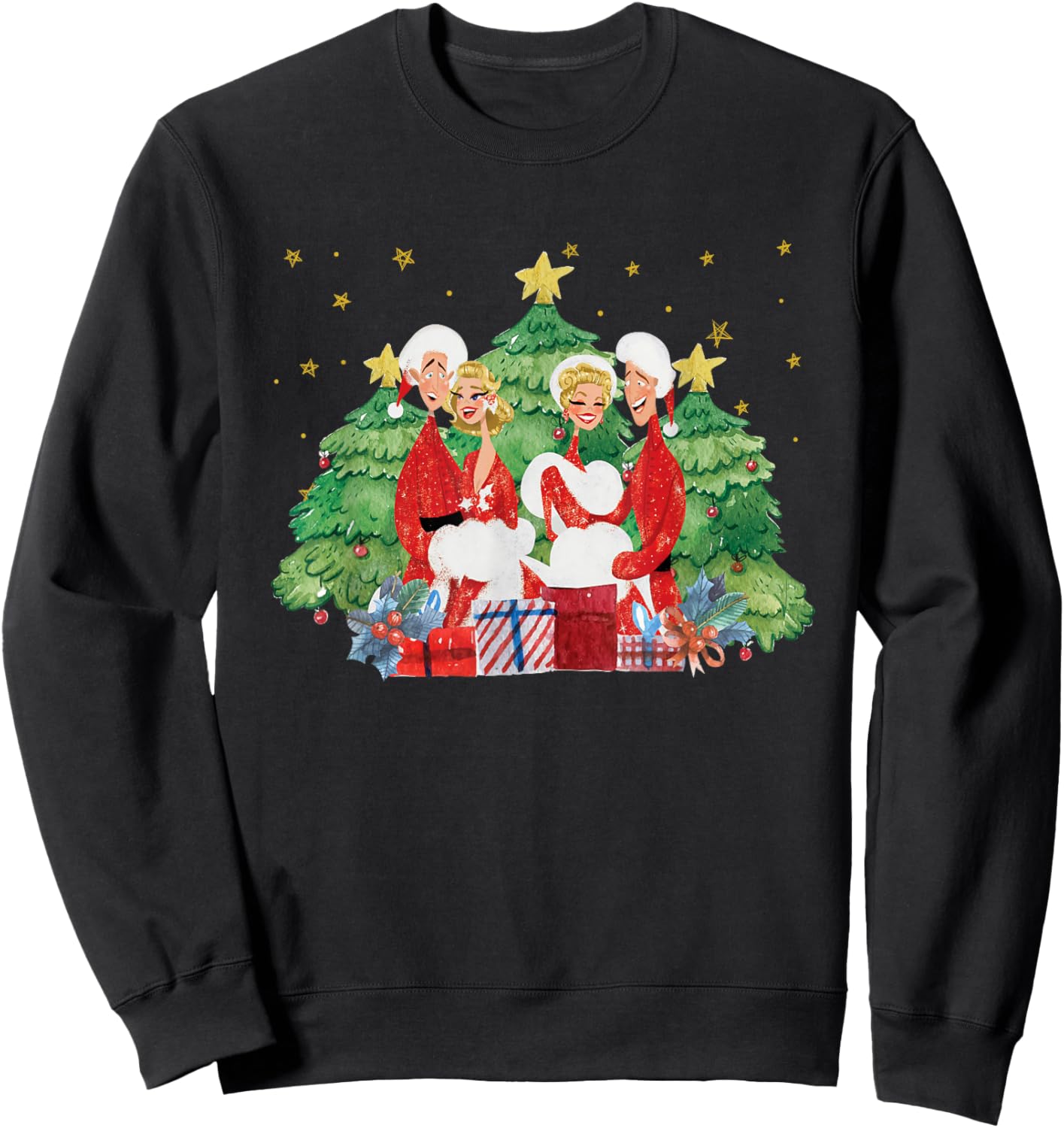 Vintage Retro Christmas Holiday White Movie 1954 80s Song Sweatshirt - Sweatshirt | Black