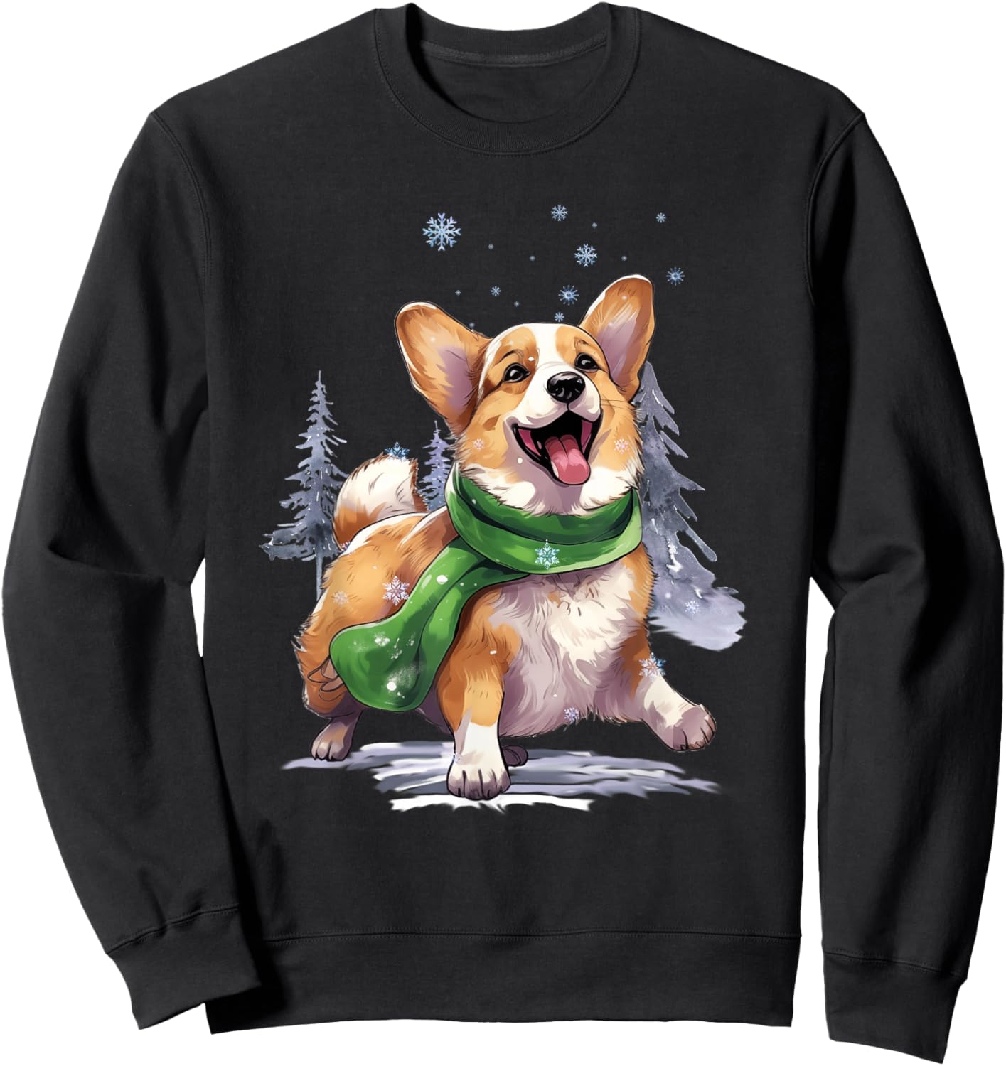Corgi Dog Christmas Snow Winter Vibes Women Kids Sweatshirt - Sweatshirt | Black