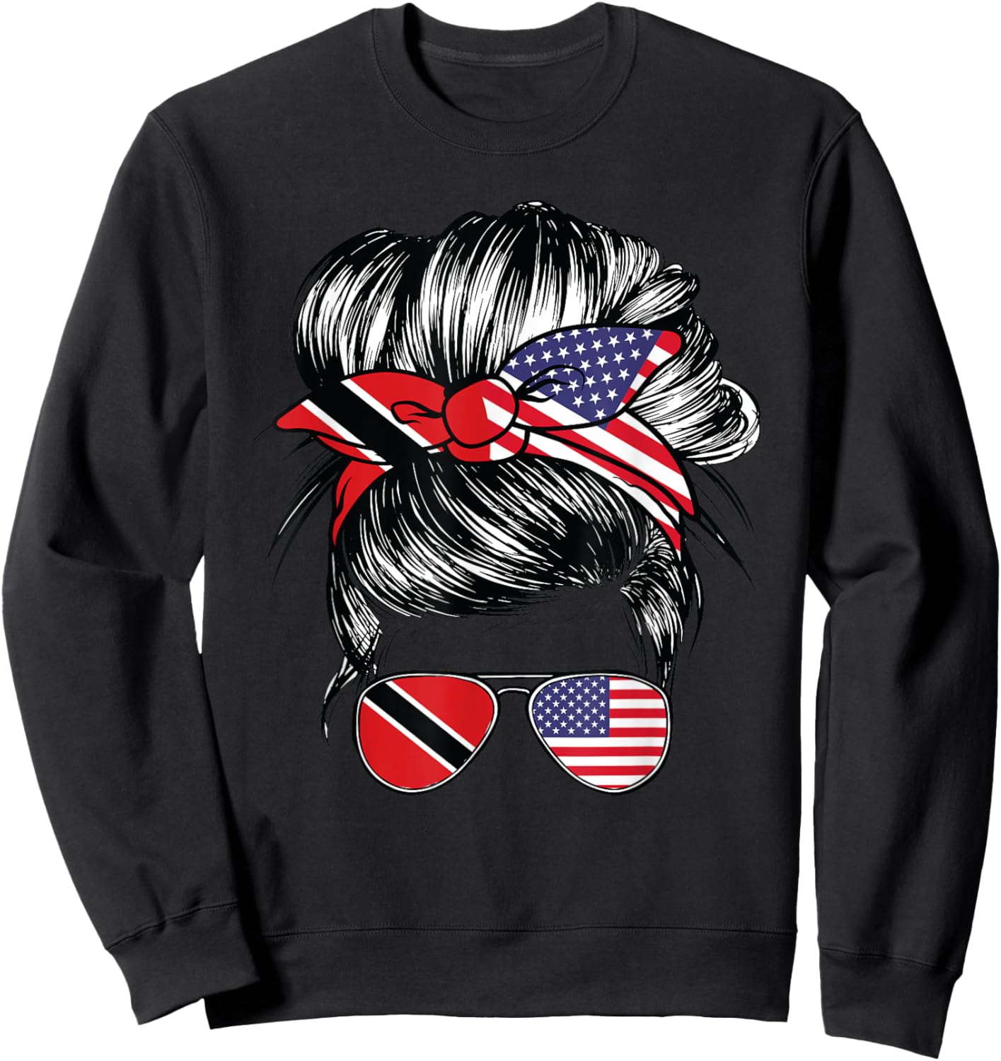 Trinidad Flag Trinidadian Women American USA Trinidad Sweatshirt - Sweatshirt | Black