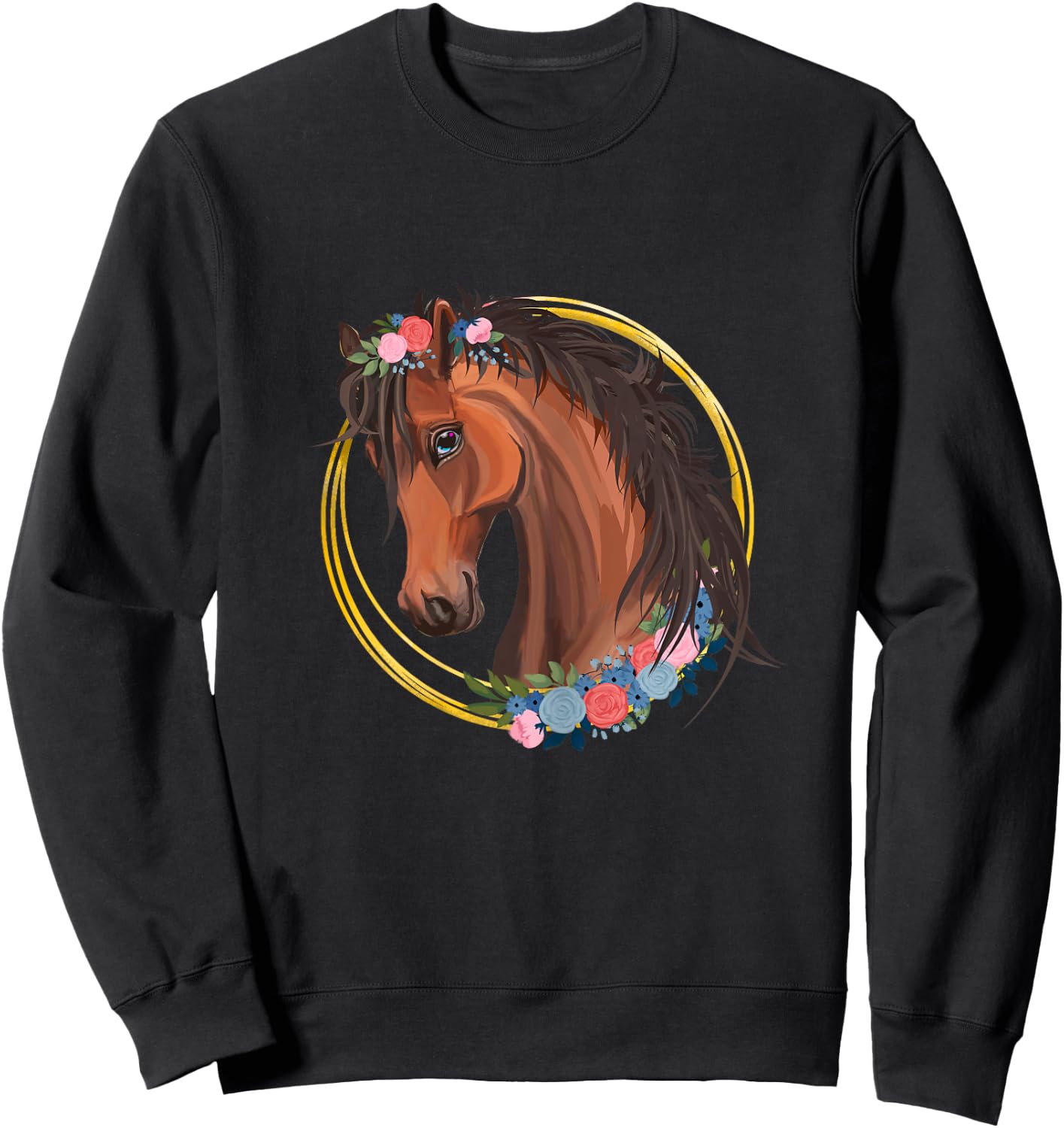 Horse Lover Shirt Girls Horseback Riding Equestrian Horse Sweatshirt - Sweatshirt | Black