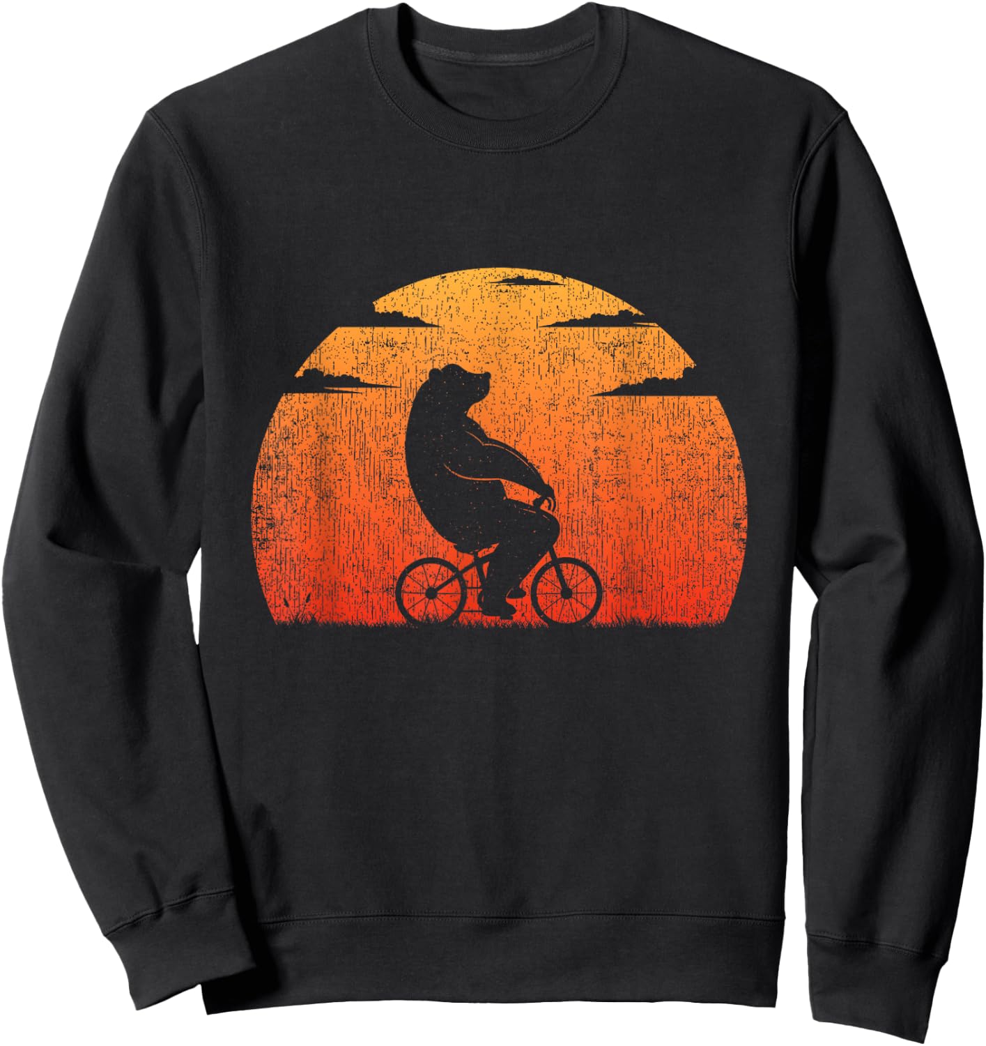 Vintage Funny Bear Cycling Mountain Bike Retro Bicycle Sweatshirt - Sweatshirt | Black