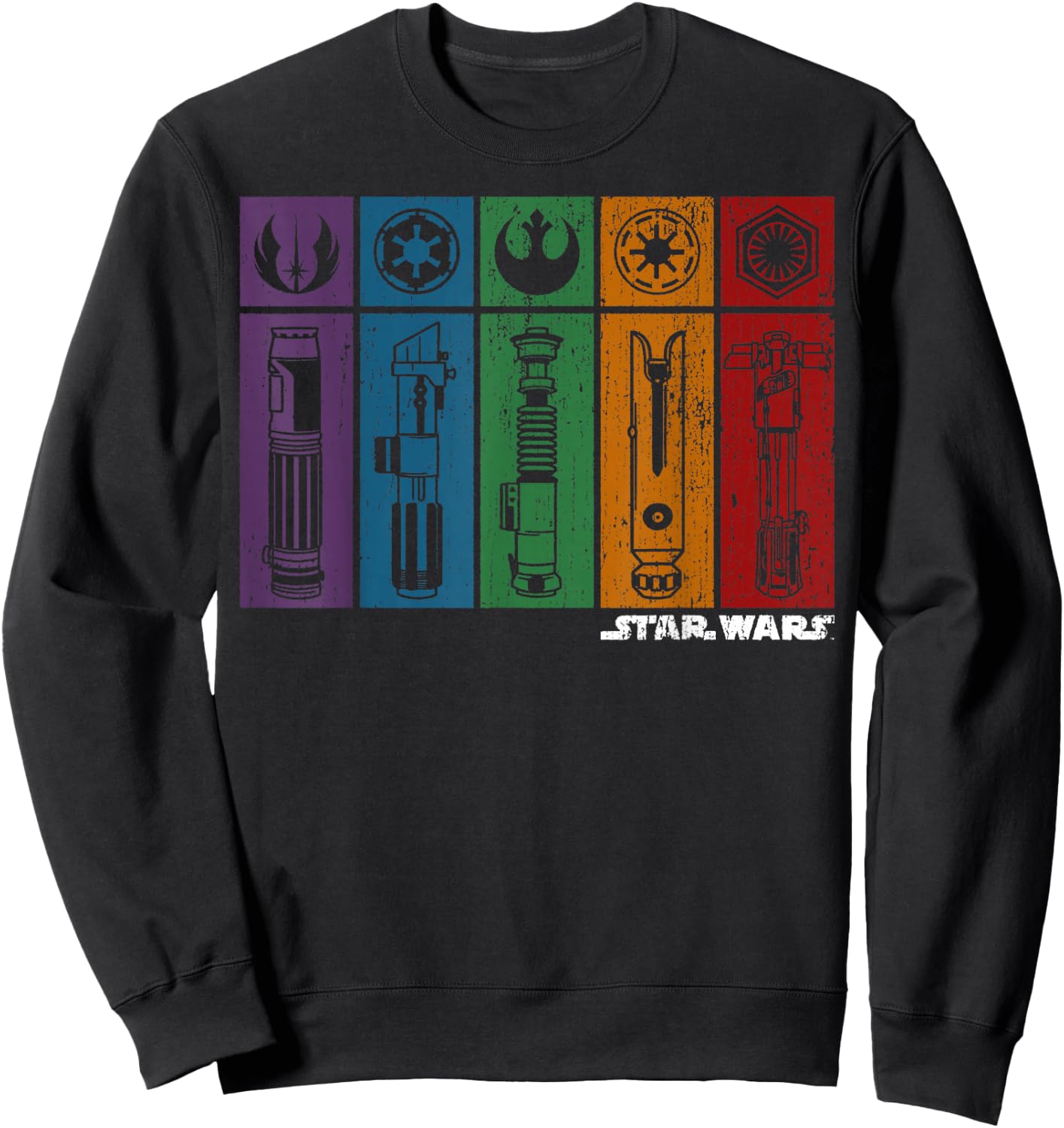 Star Wars Light Saber Rainbow Panels Sweatshirt - Sweatshirt | Black