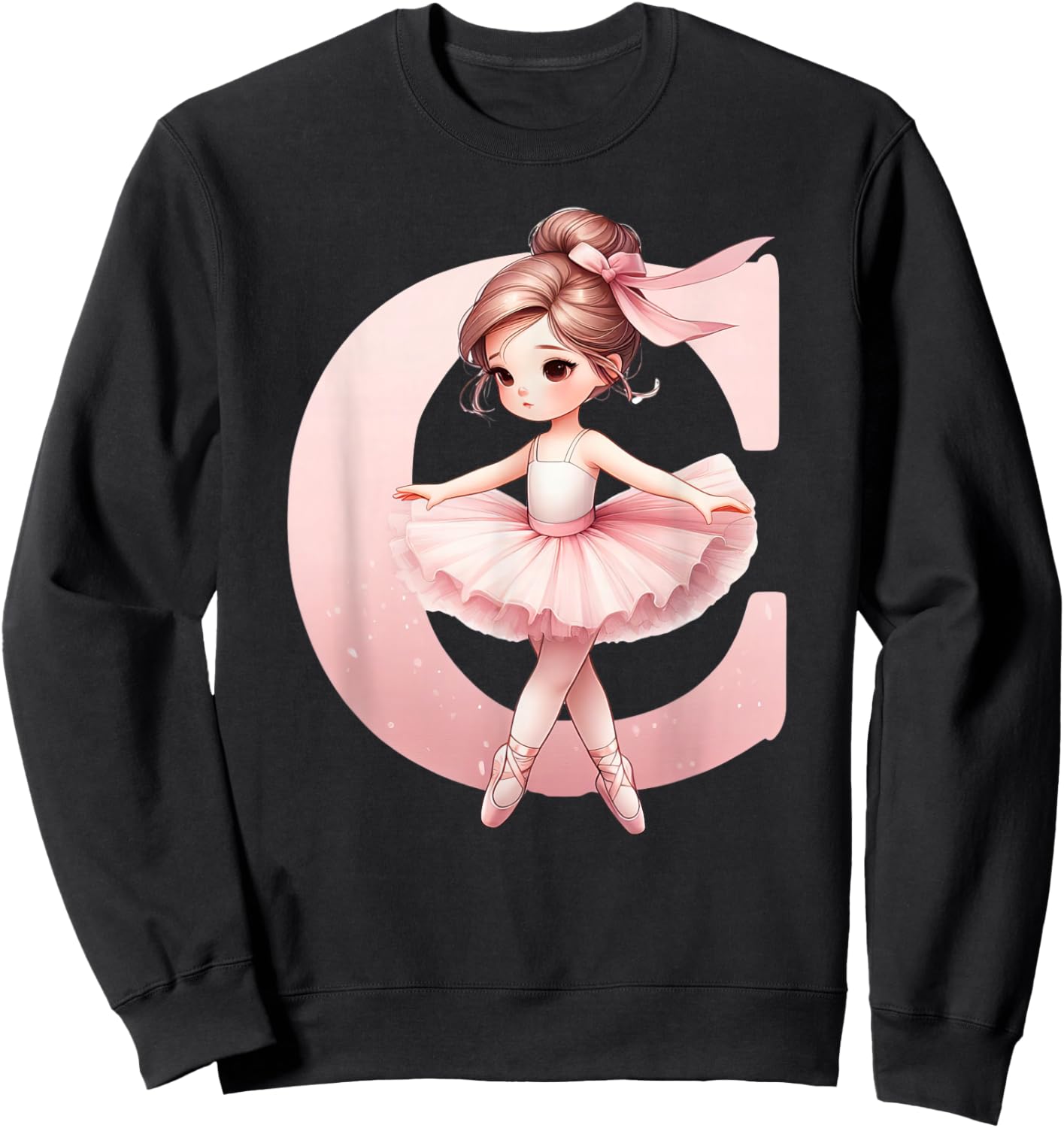 Ballerina Girl Dancing Name First Letter C Girly Tutu Ballet Sweatshirt - Sweatshirt | Black