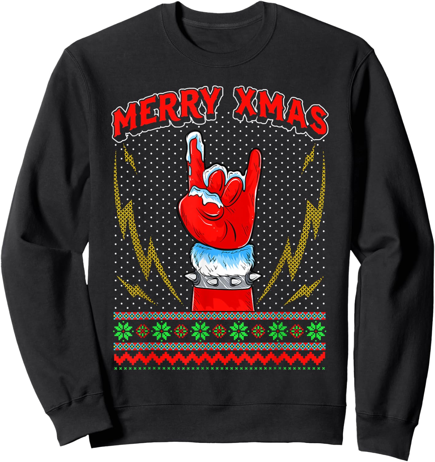 Heavy Metal and Rock Ugly Christmas Sweater Gift Sweatshirt - Sweatshirt | Black