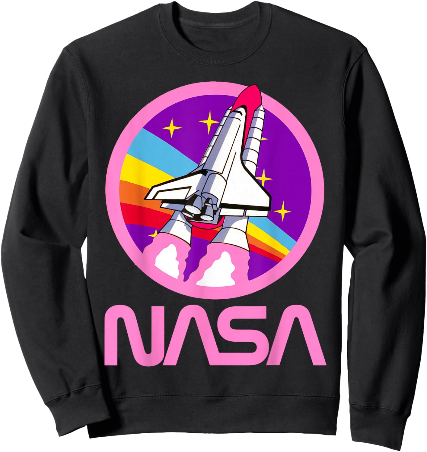 Nerdy NASA Rainbow Rocket Launch Girls Science Teacher Sweatshirt - Sweatshirt | Black