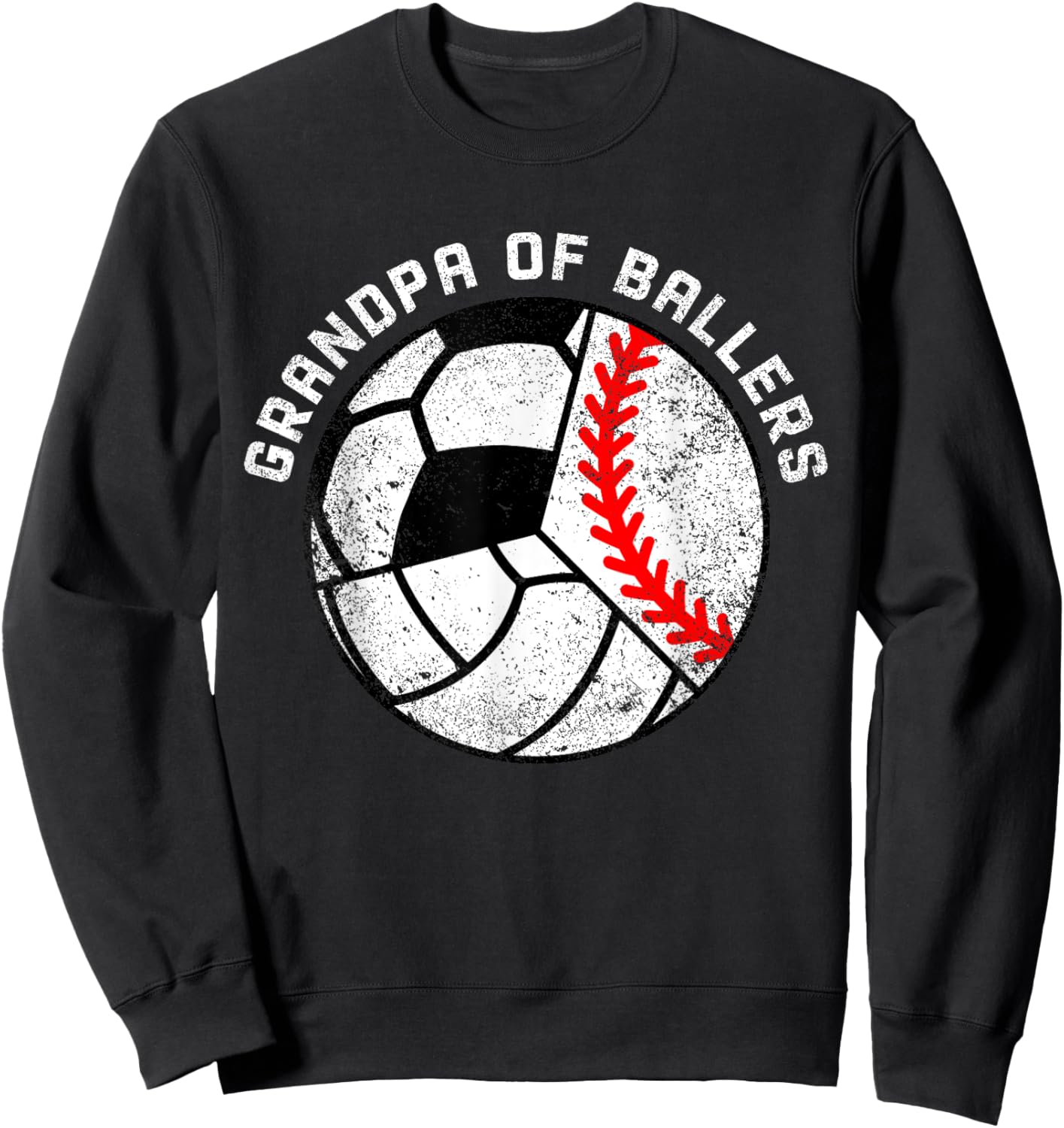 Grandpa Of Ballers Funny Baseball Volleyball Soccer Grandpa Sweatshirt - Sweatshirt | Black