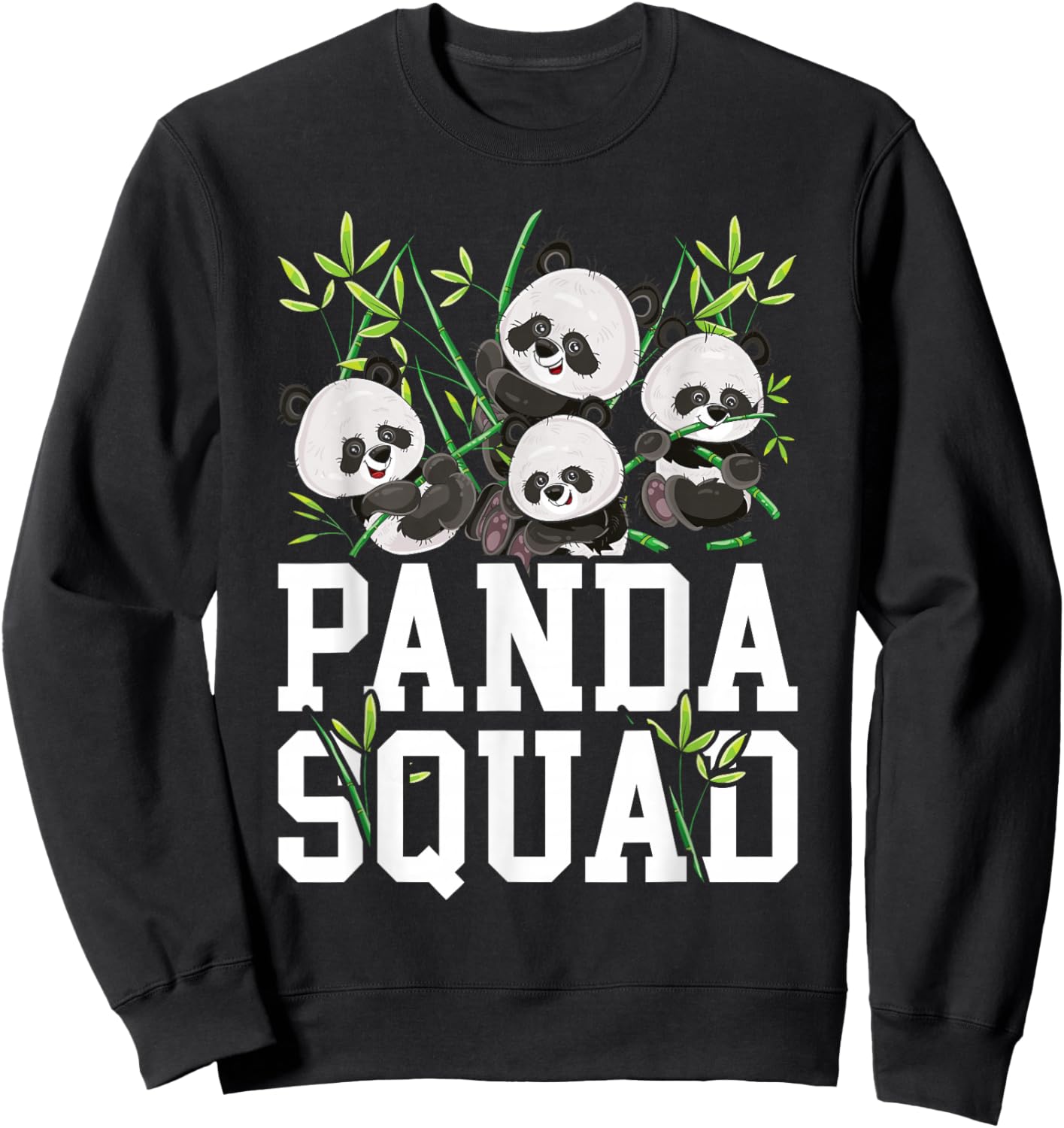 Cute Panda Family Graphic Panda Squad Sweatshirt - Sweatshirt | Black