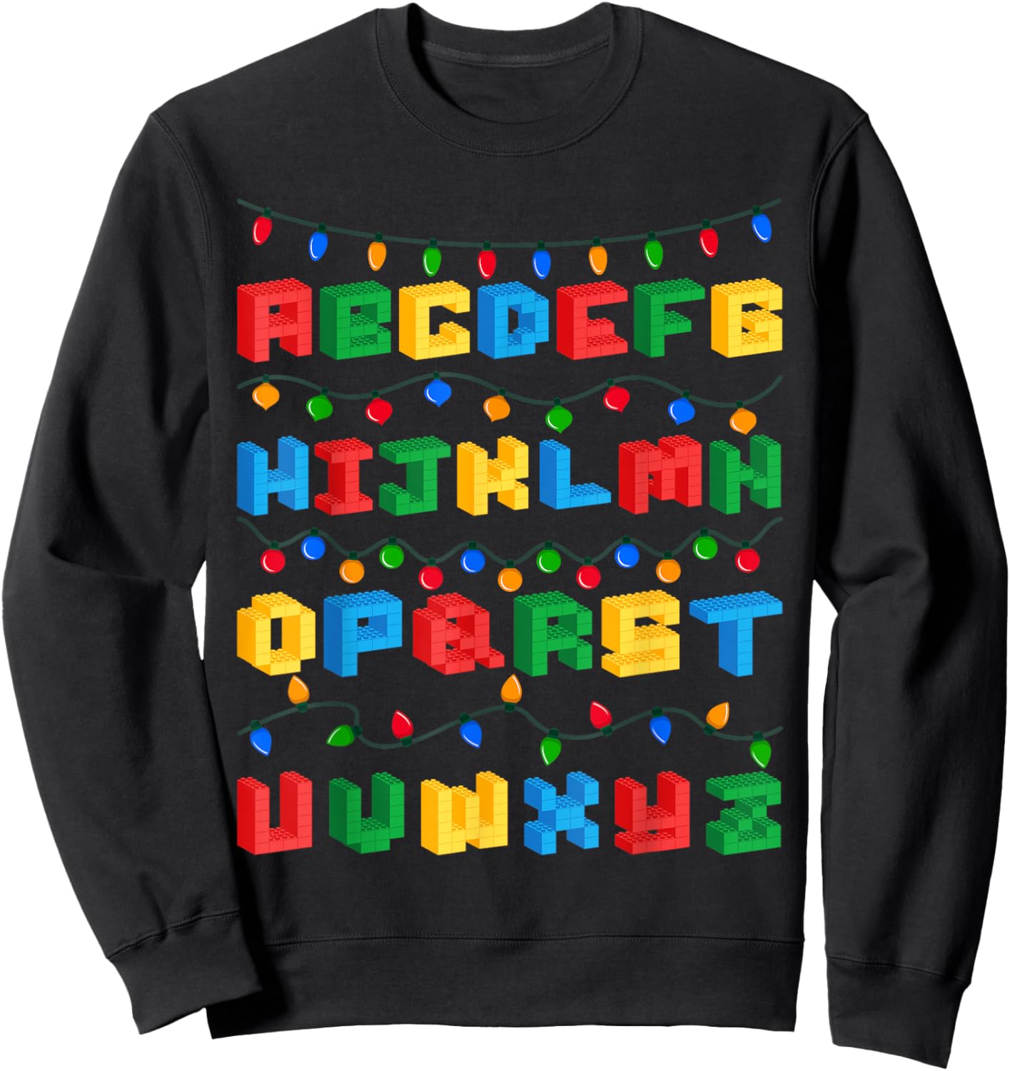 Alphabet Christmas Master Builder Building Block Brick Sweatshirt - Sweatshirt | Black