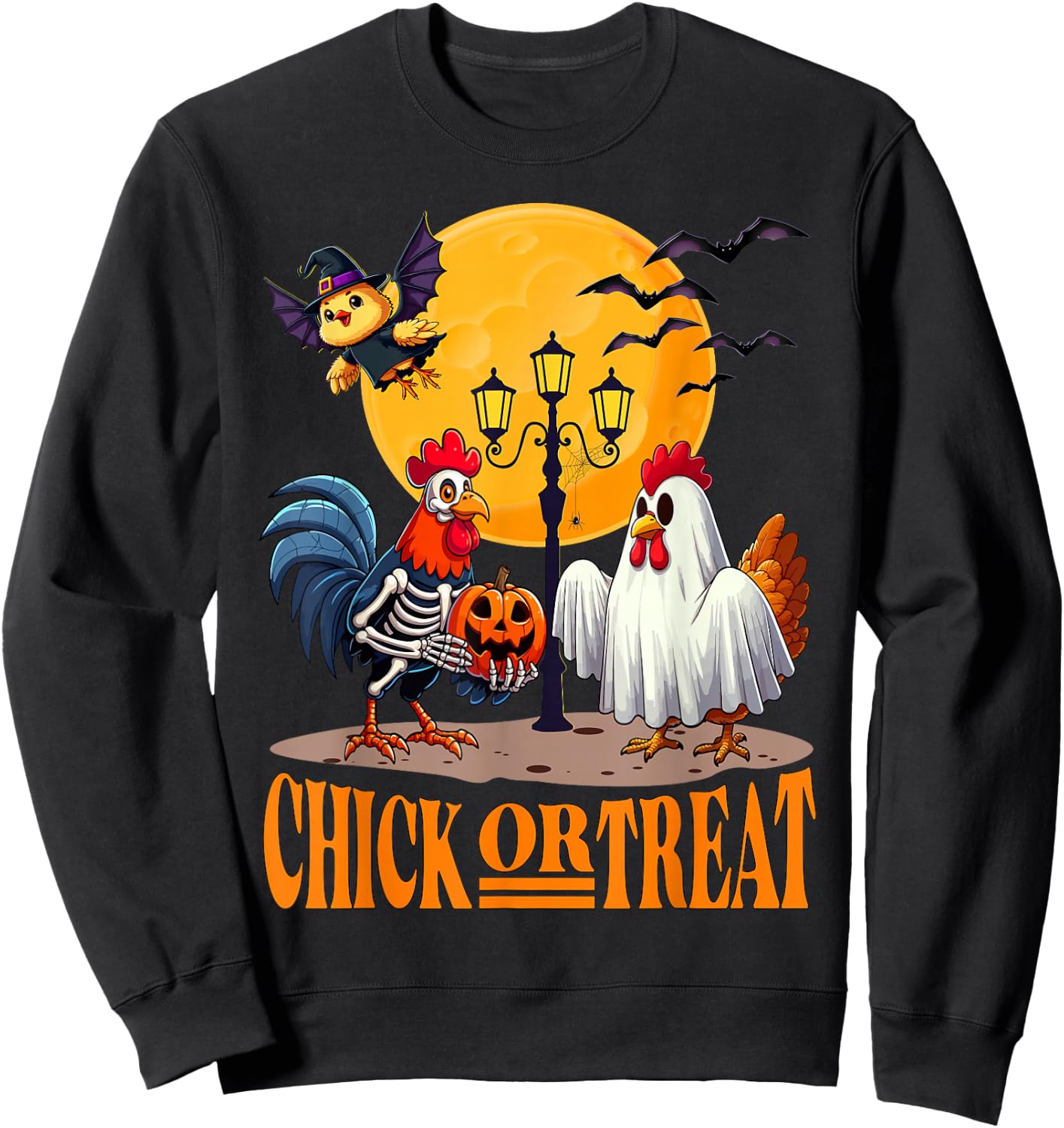 Skeleton Chicken Halloween Funny Spooky chicken Lovers Sweatshirt - Sweatshirt | Black