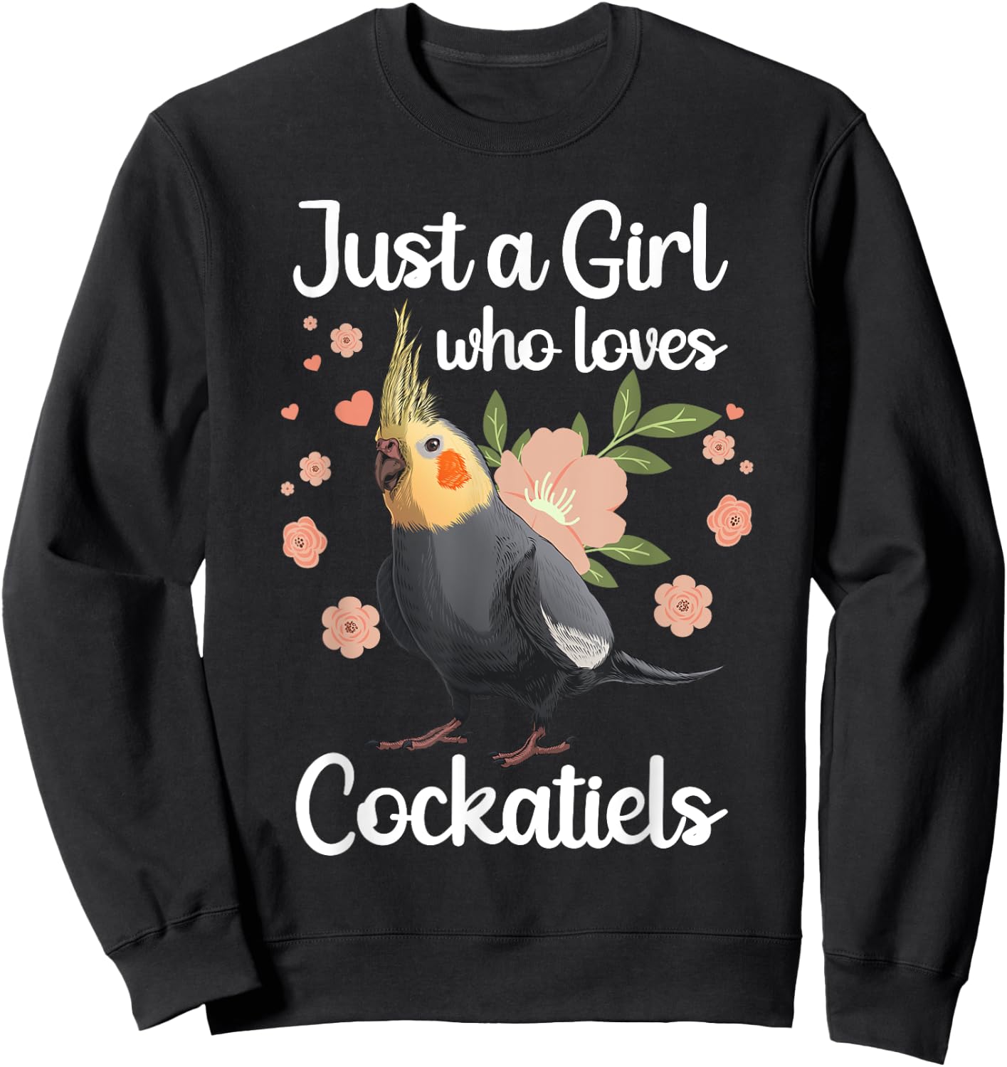 Cool Cockatiel Girls Parrot Bird Lover Parakeet Sweatshirt - Sweatshirt | Black