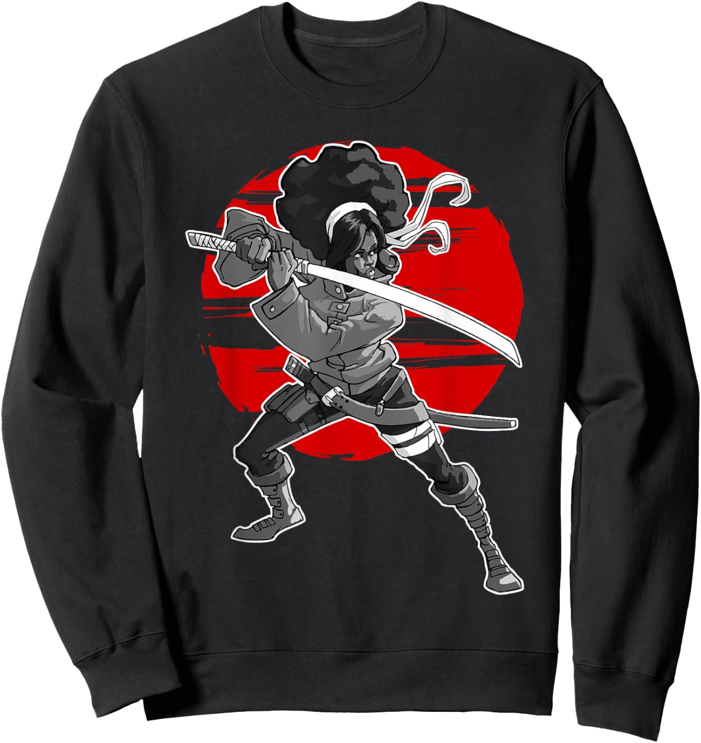 Afro Black Woman Samurai Sweatshirt - Sweatshirt | Black